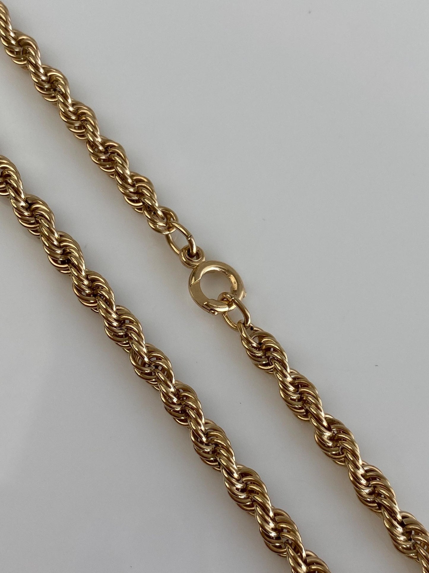 Vintage Solid 14k Yellow Gold Chunky Rope Chain Necklace - 18 inches