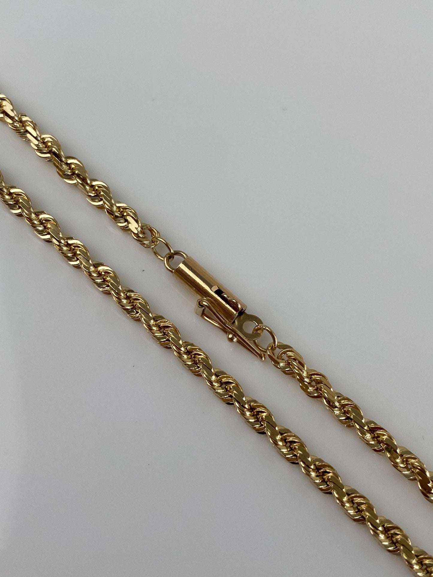 Vintage Solid 14k Yellow Gold Diamond Cut Rope Chain Necklace - 20.25 inches
