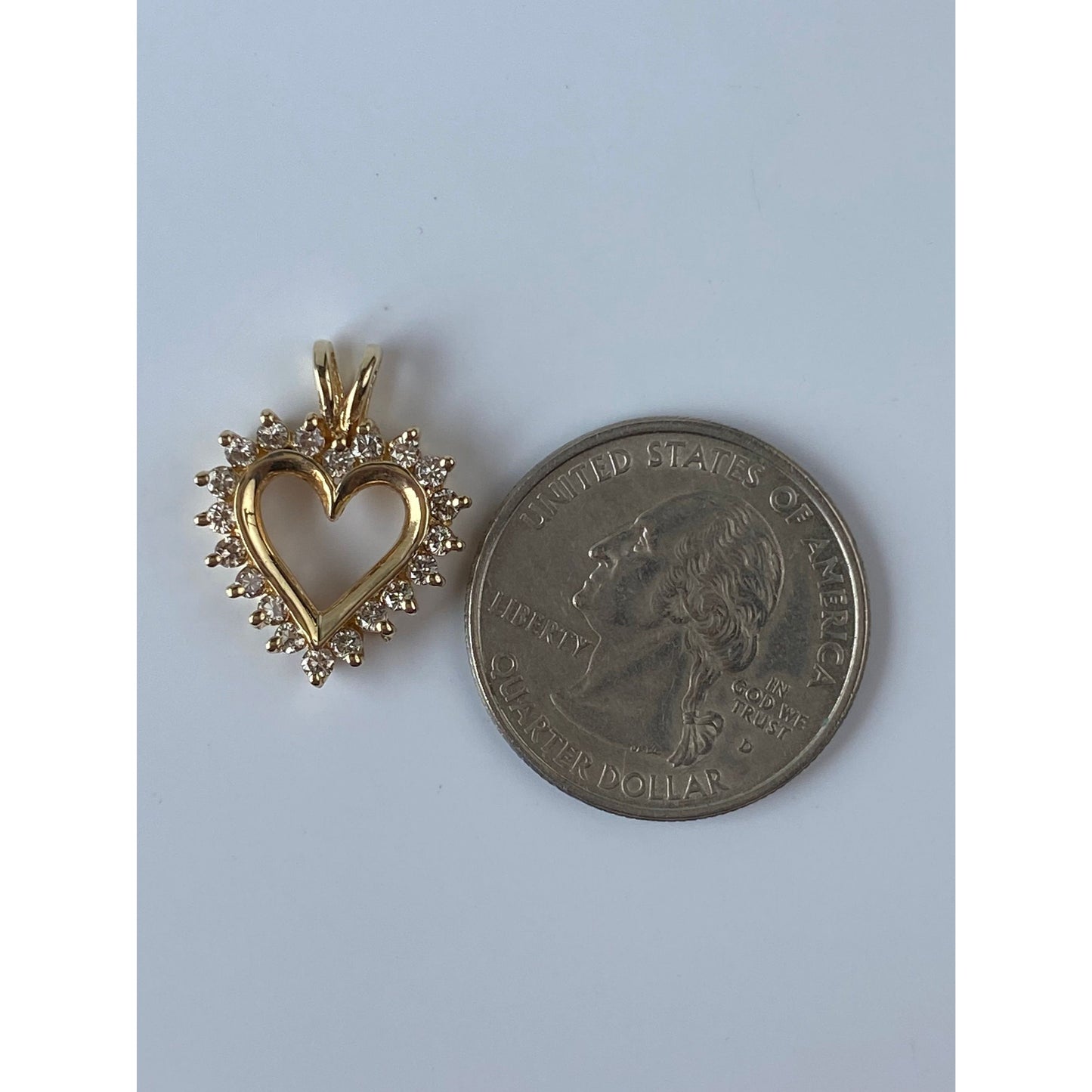 Vintage Solid 14k Yellow Gold Diamond Heart Charm