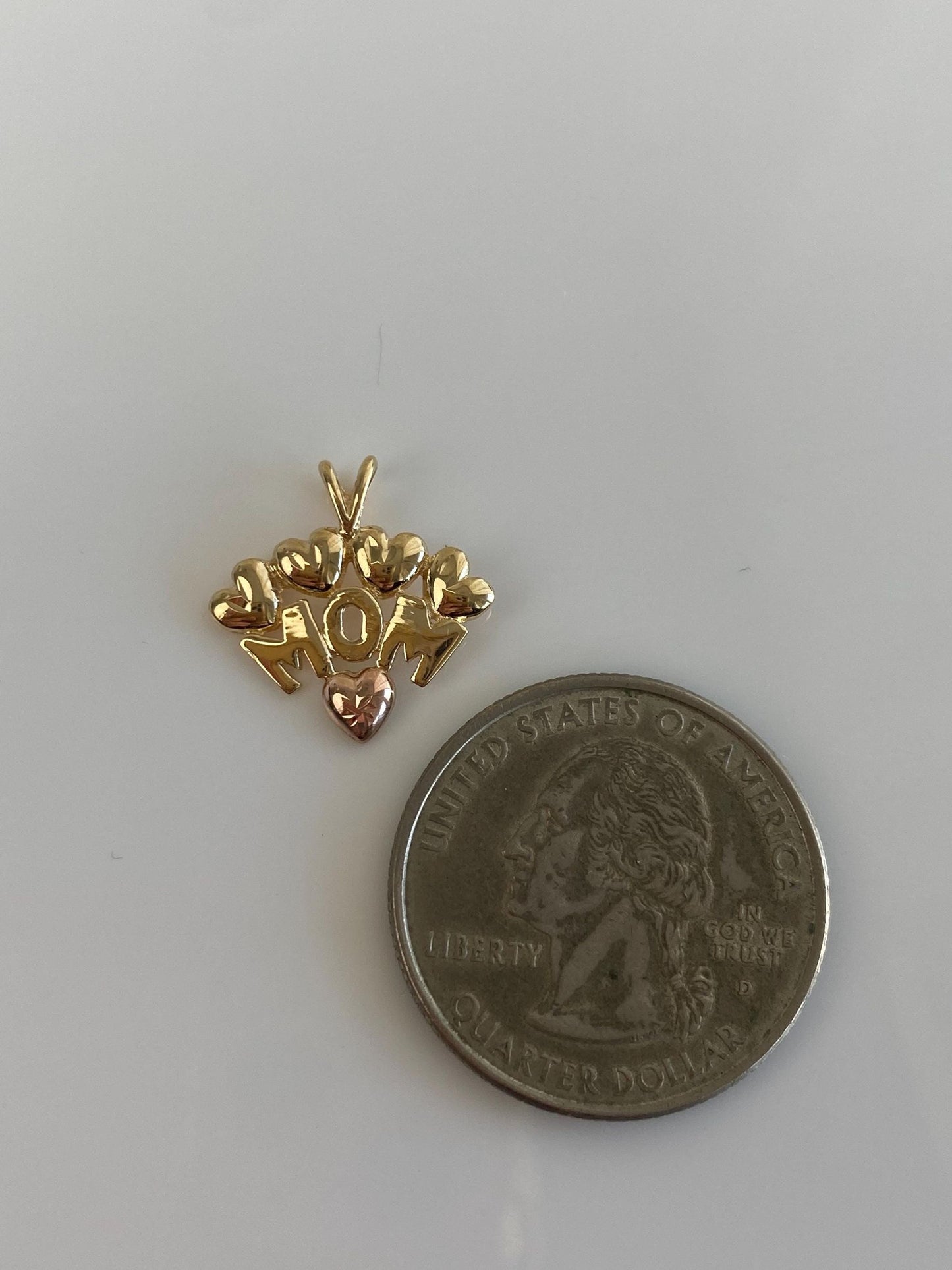 Vintage Solid 14k Rose & Yellow Gold Mom Charm