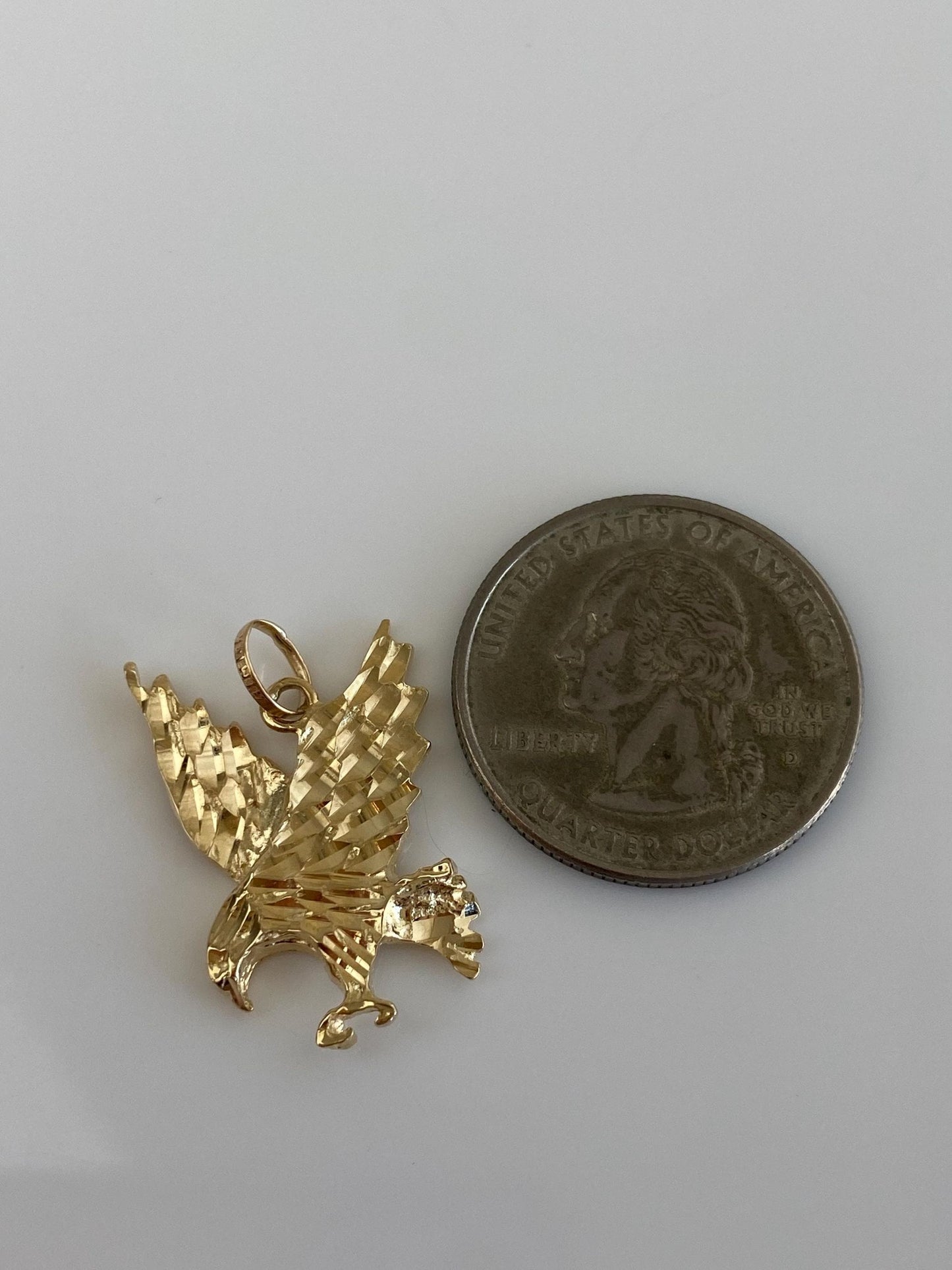 Vintage Solid 14k Yellow Gold Diamond Cut Eagle Charm