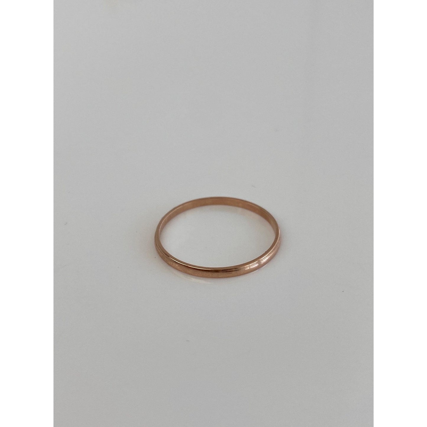 Vintage Solid 14k Rose Gold Slim Ring Band - Size 8