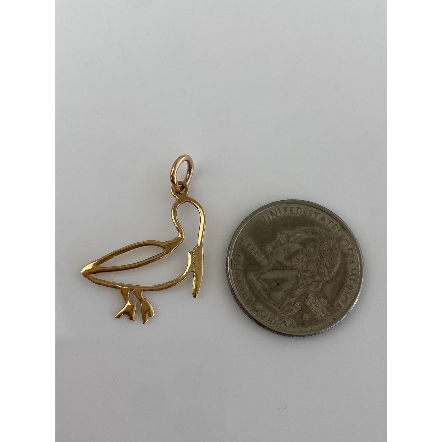 Vintage Solid 10k Yellow Gold Pelican Charm