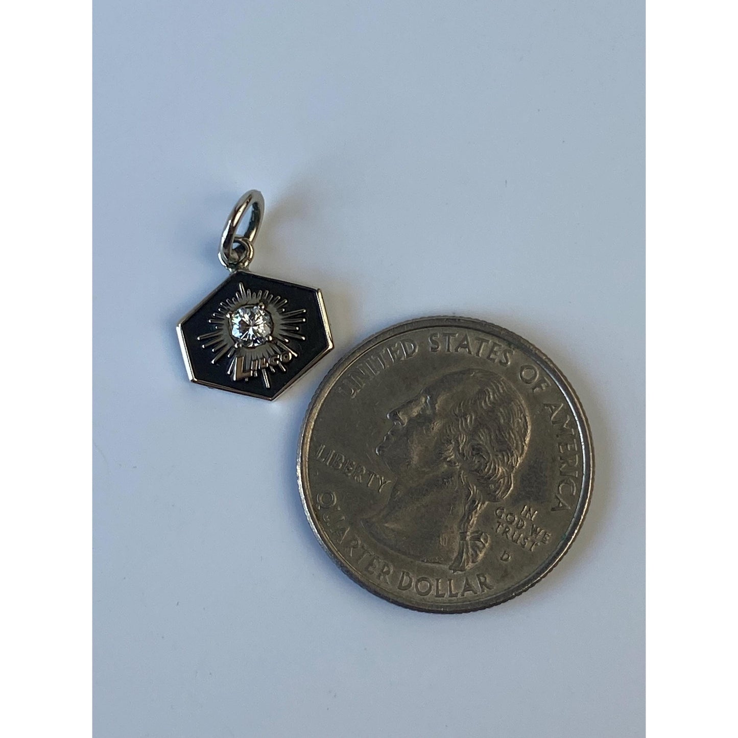 Solid 10k White Gold Diamond 'Lilco' Charm