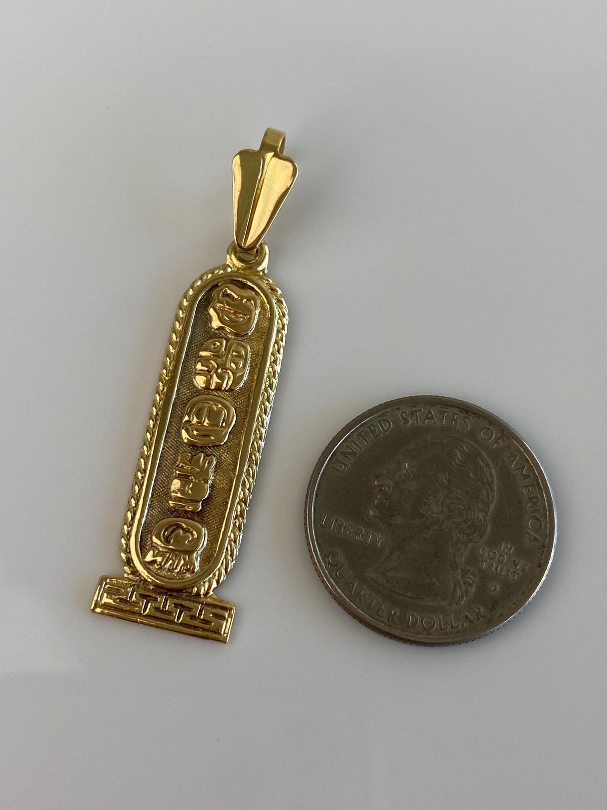 Vintage Solid 18k Yellow Gold Egyptian Cartouche Charm