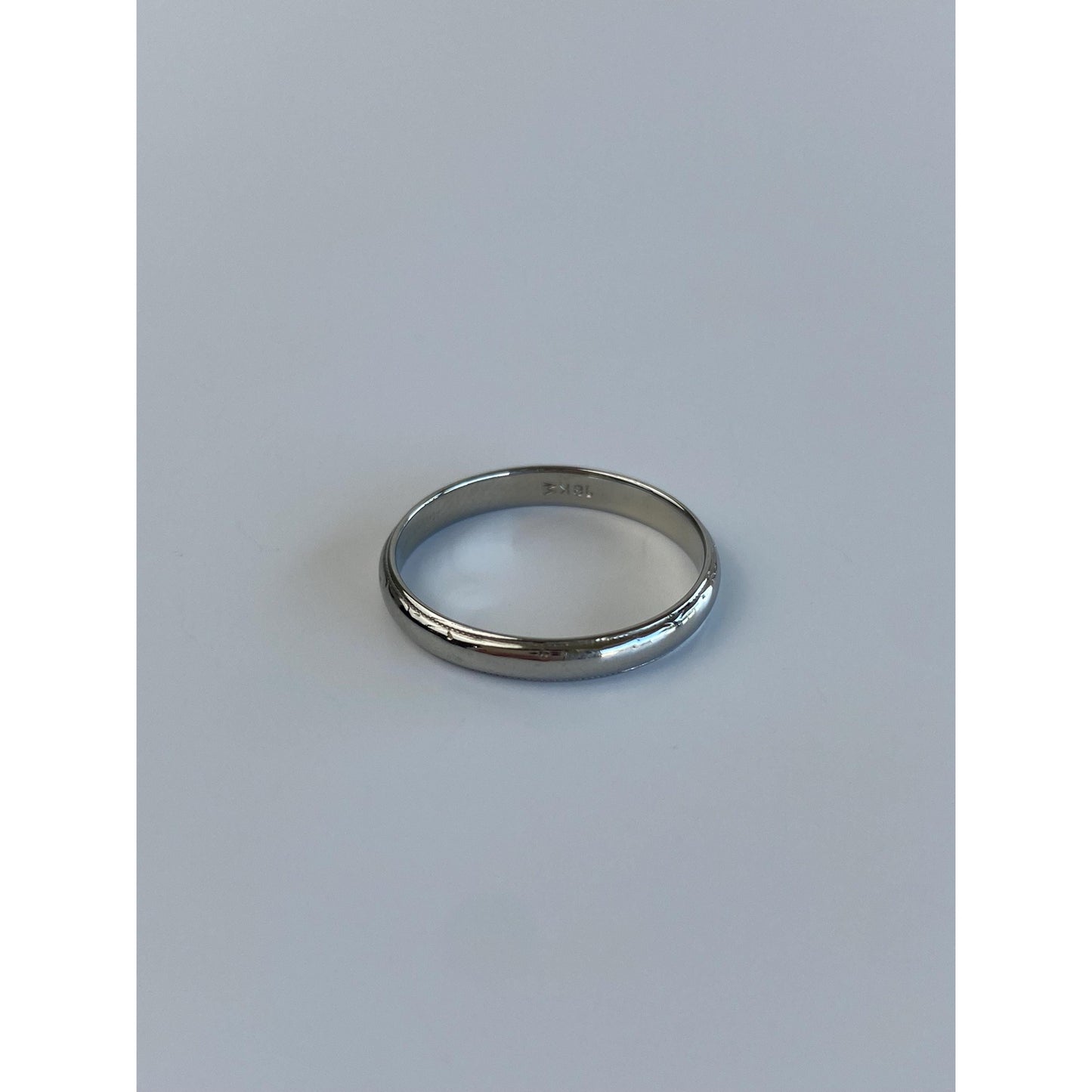 Vintage Solid 18k White Gold Miligrain Ring Band - Size 6.5