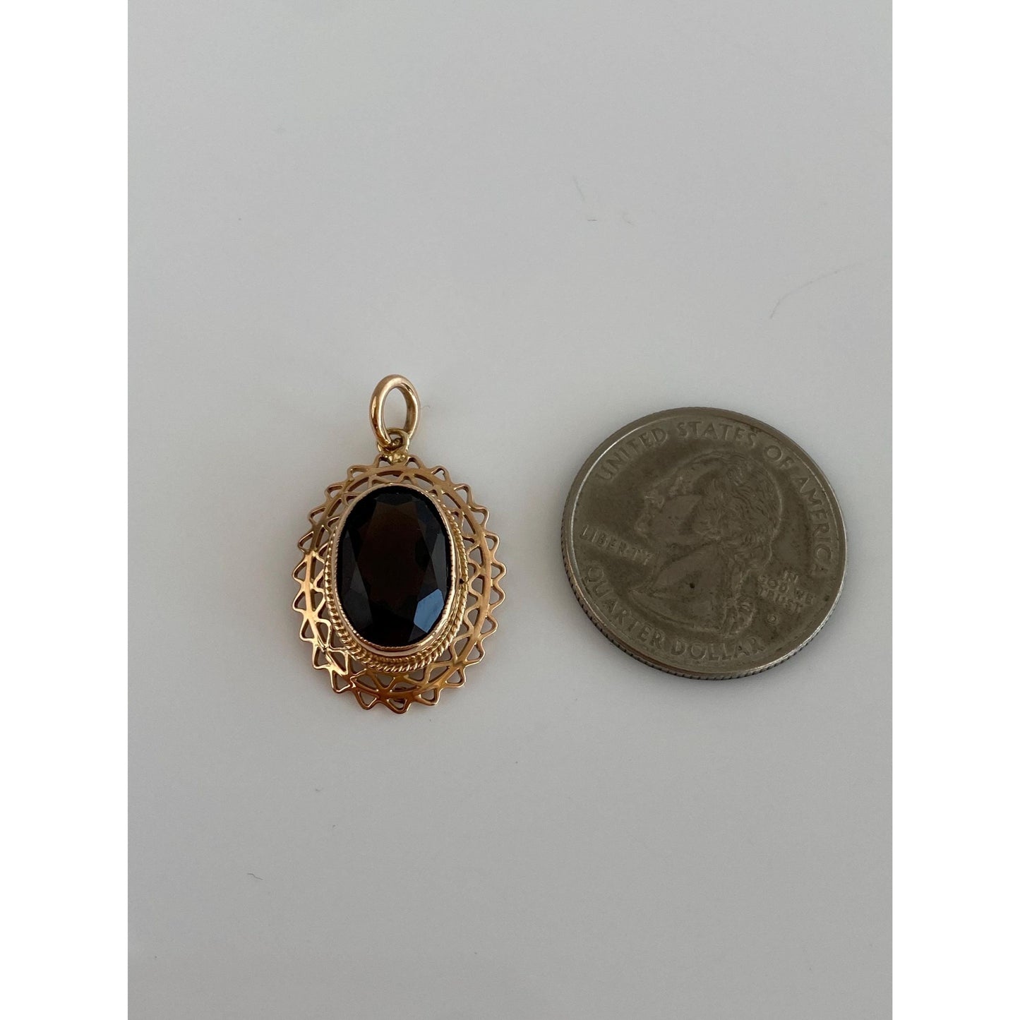 Vintage Solid 14k Yellow Gold Smokey Quartz Charm