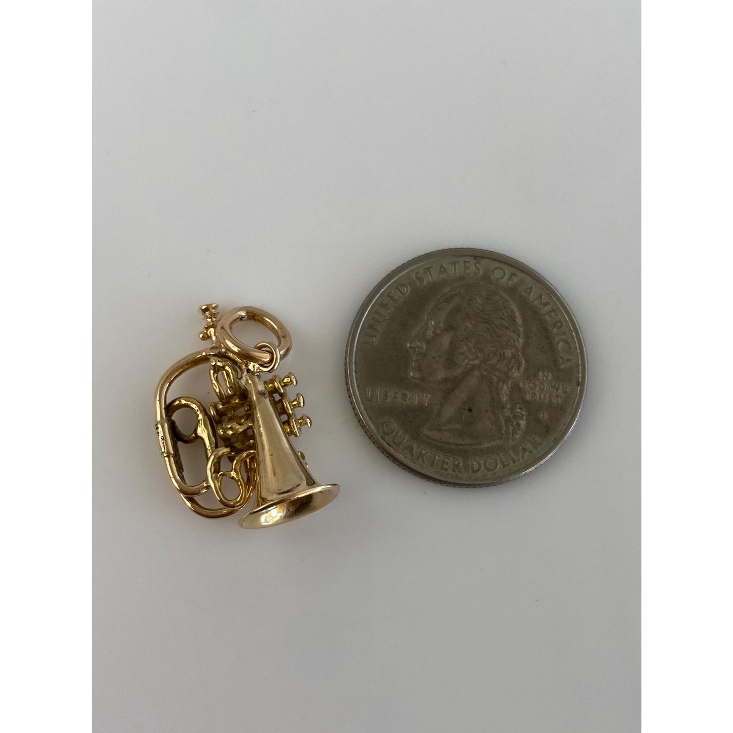 Vintage Solid 18k Yellow Gold Tuba Charm