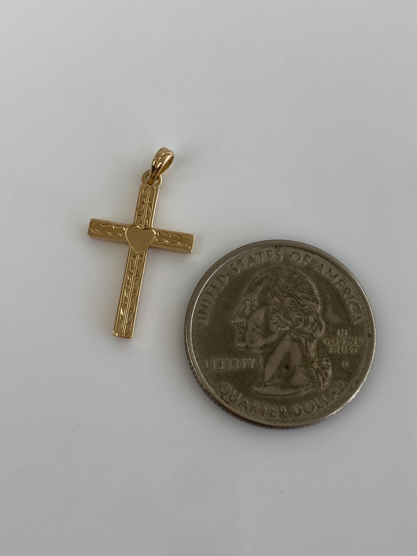 Vintage 14k Yellow Gold Engraved Cross Charm