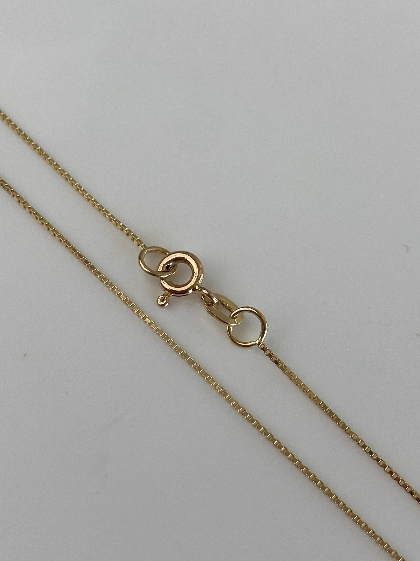 Vintage Solid 14k Yellow Gold Dainty Box Chain Necklace - 18.5 inches