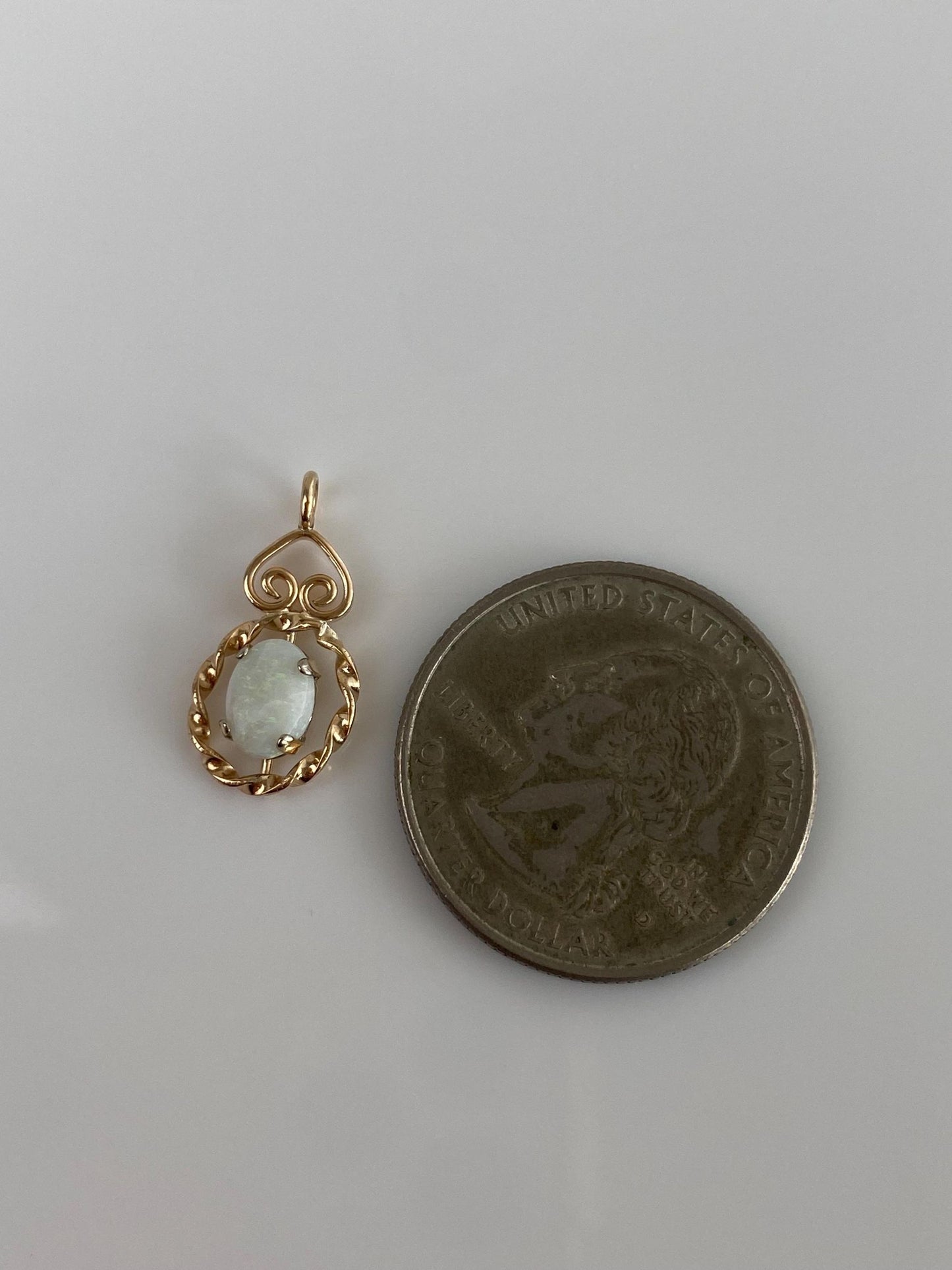 Vintage Solid 10k Yellow Gold Opal Charm