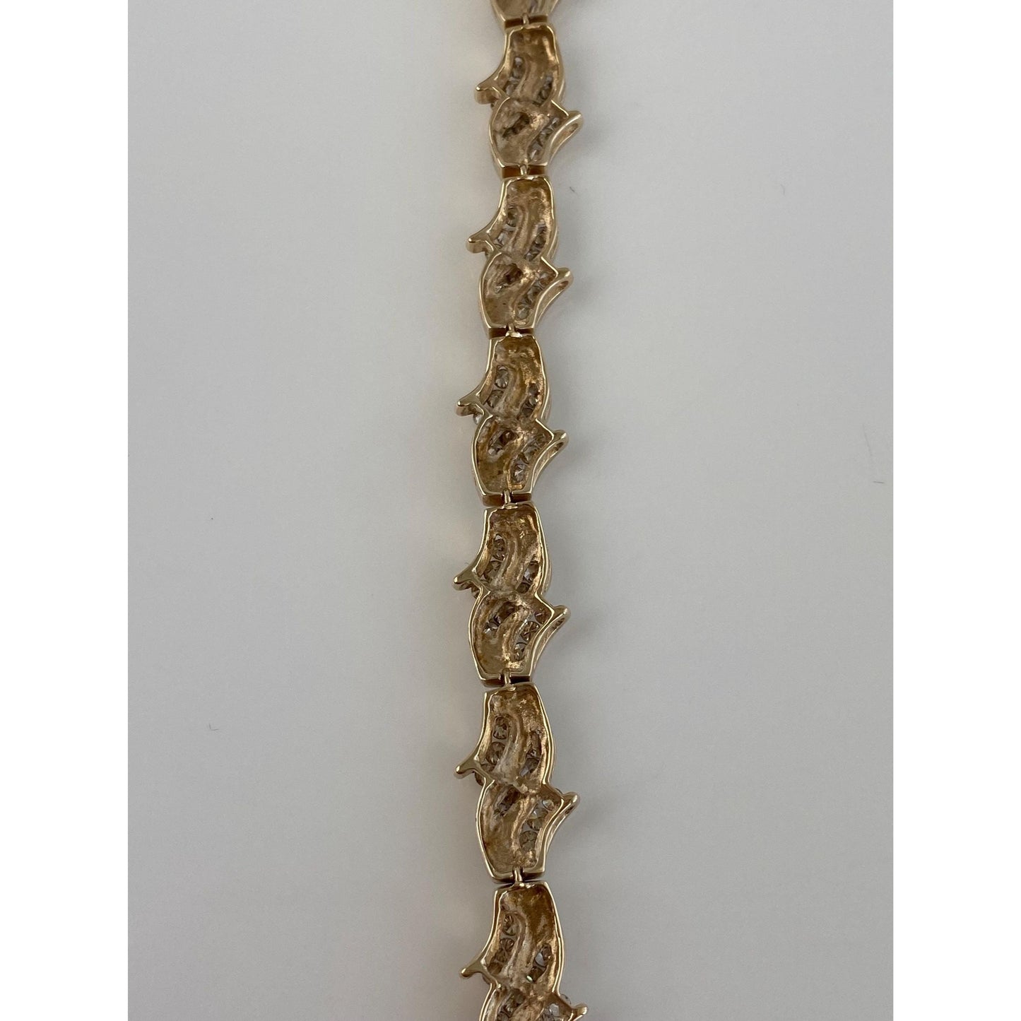 Vintage Solid 10k Yellow Gold Diamond Link Bracelet - 7.5 inches