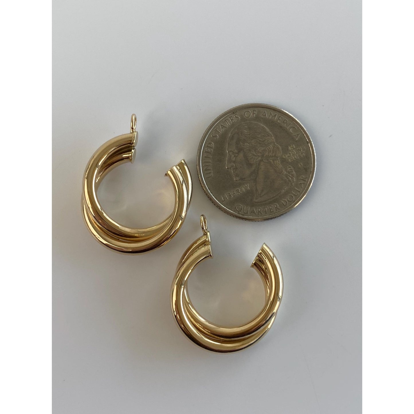 Vintage 14k Yellow Gold Layered Hoop Earring Jackets