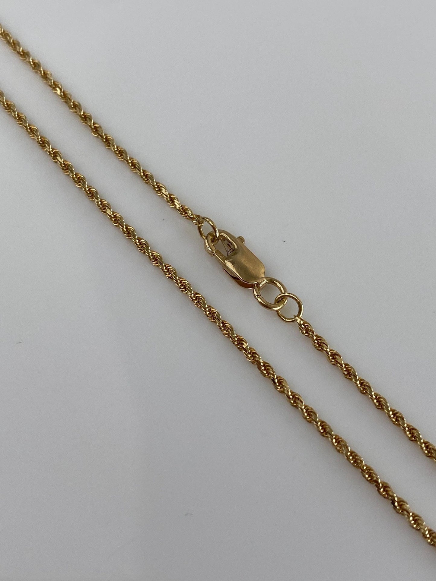 Vintage Solid 14k Yellow Gold Slim Rope Chain Necklace - 16 inches