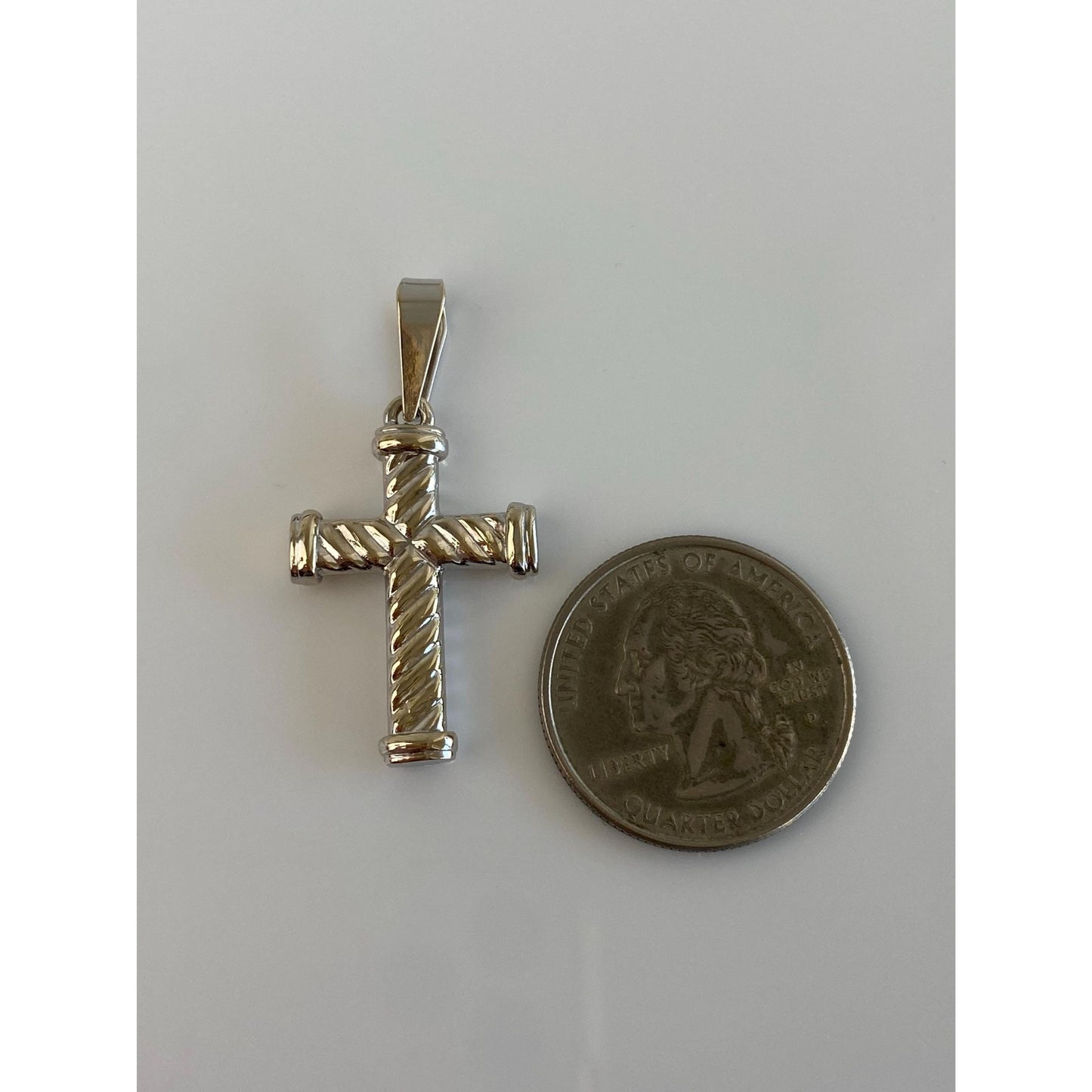 Vintage 14k White Gold Cross Charm