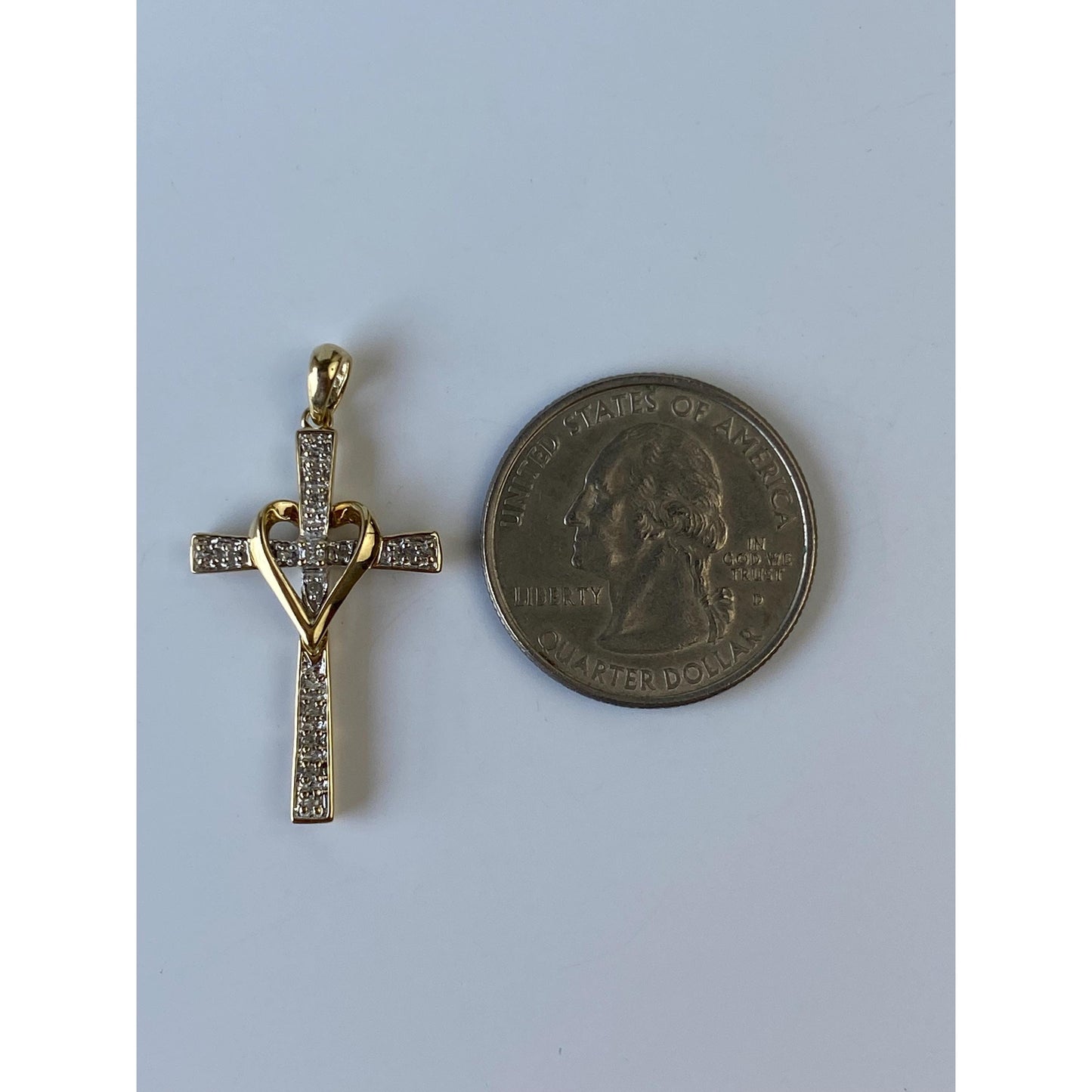 Vintage Solid 10k Yellow Gold Diamond Cross Charm