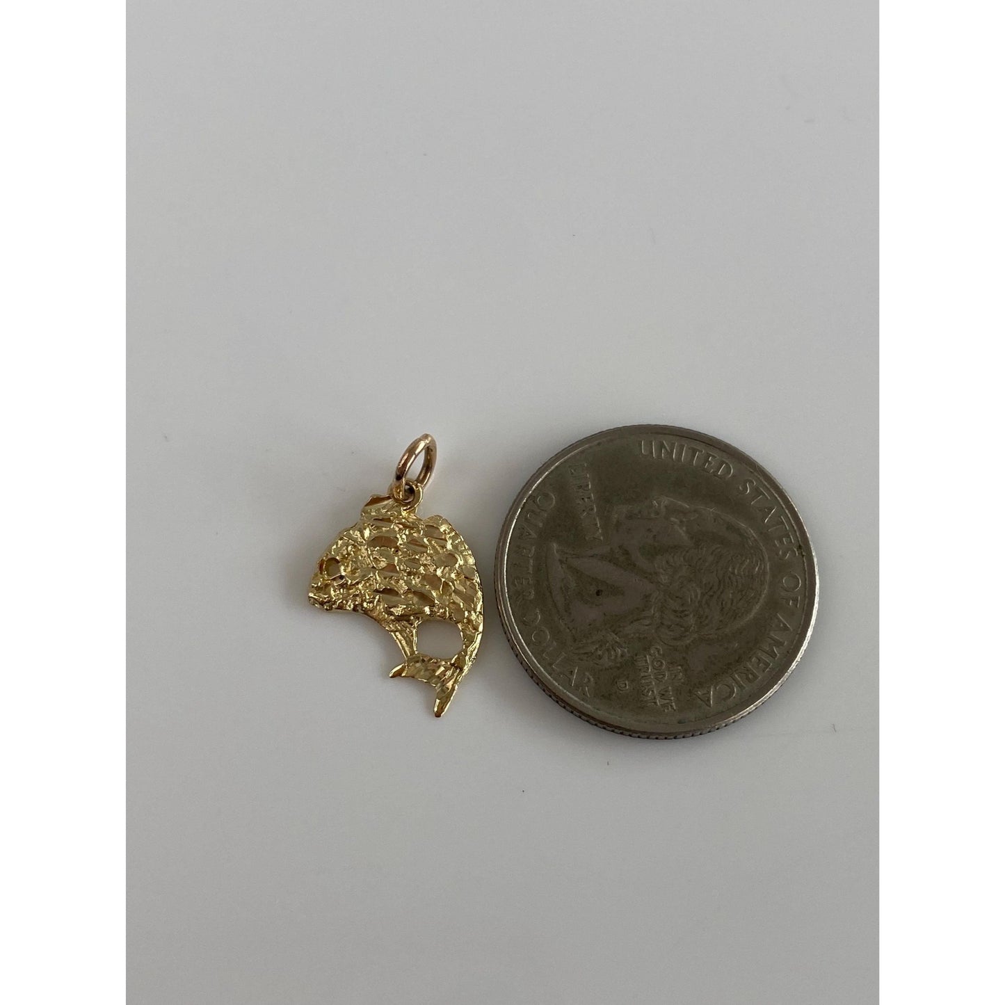 Vintage Solid 14k Yellow Gold Diamond Cut Fish Charm
