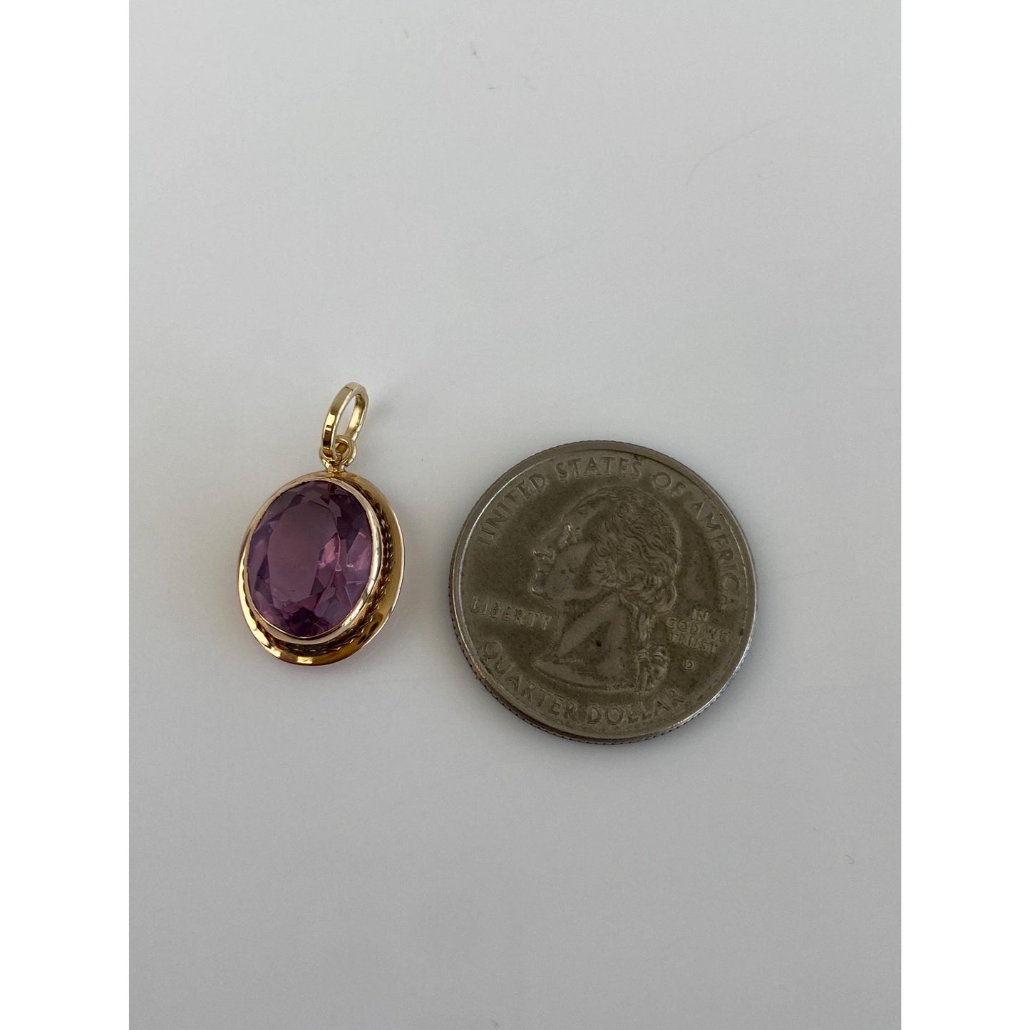 Vintage Solid 14k Yellow Gold Purple Cubic Zirconia Charm
