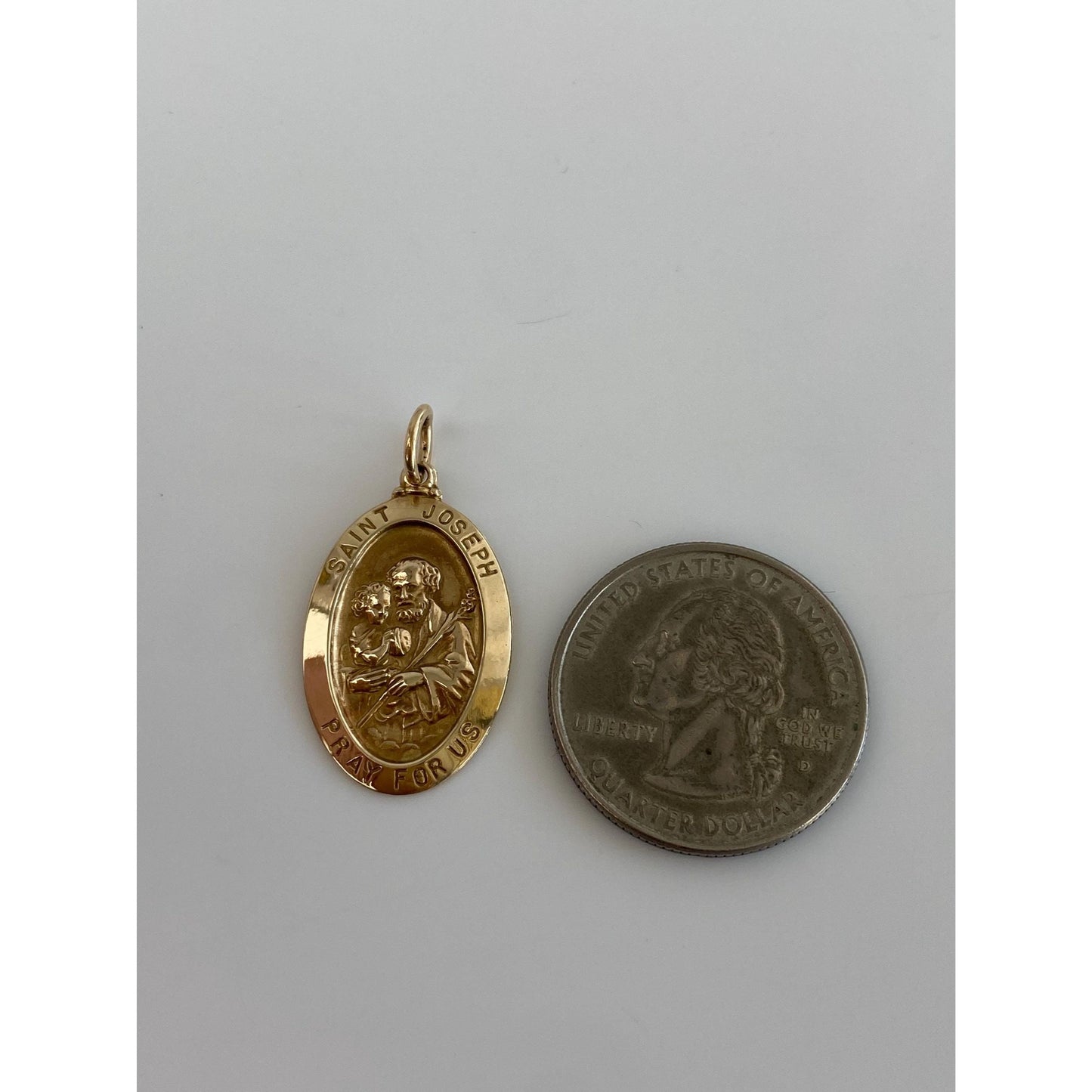 Vintage Solid 14k Yellow Gold St. Joseph 'Pray For Us' Charm