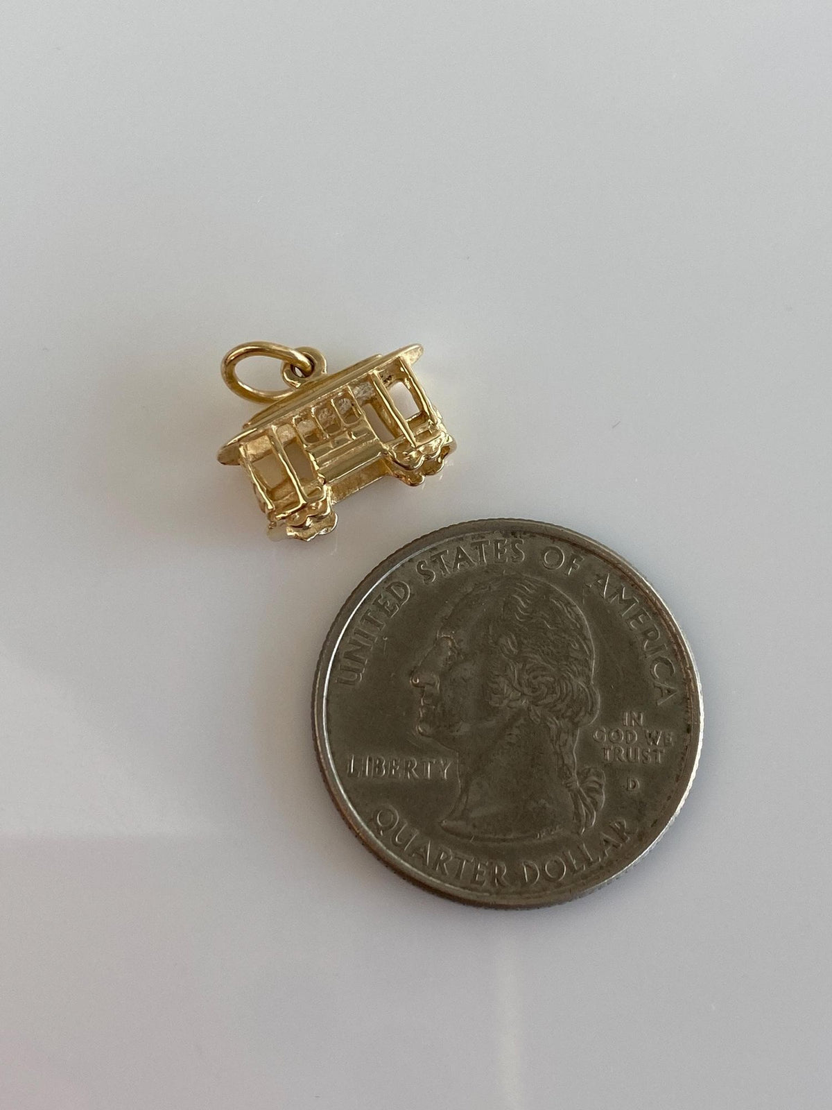 Vintage Solid 10k Yellow Gold Trolley Cable Car Charm
