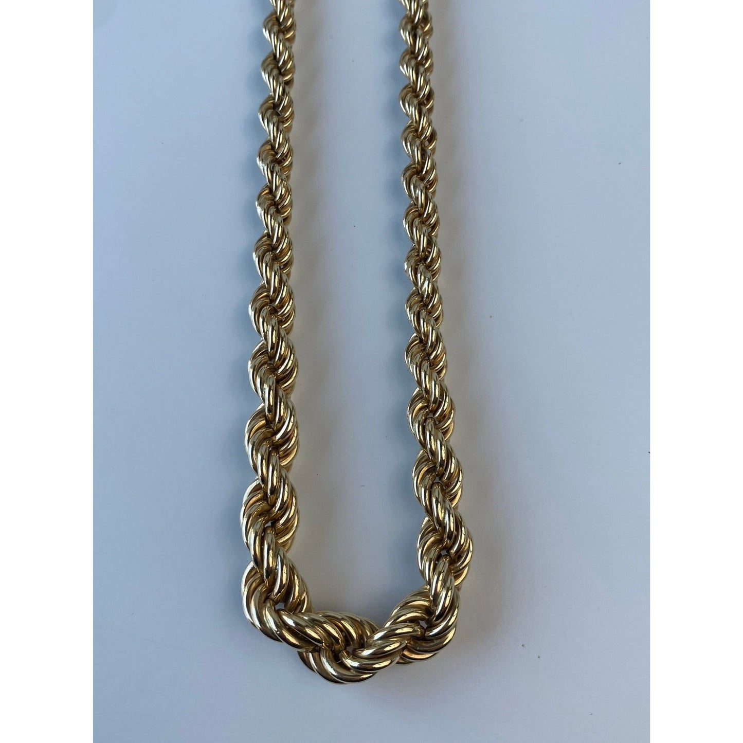 Vintage Solid 10k Yellow Gold Chunky Graduated Rope Chain Necklace - 18 inches