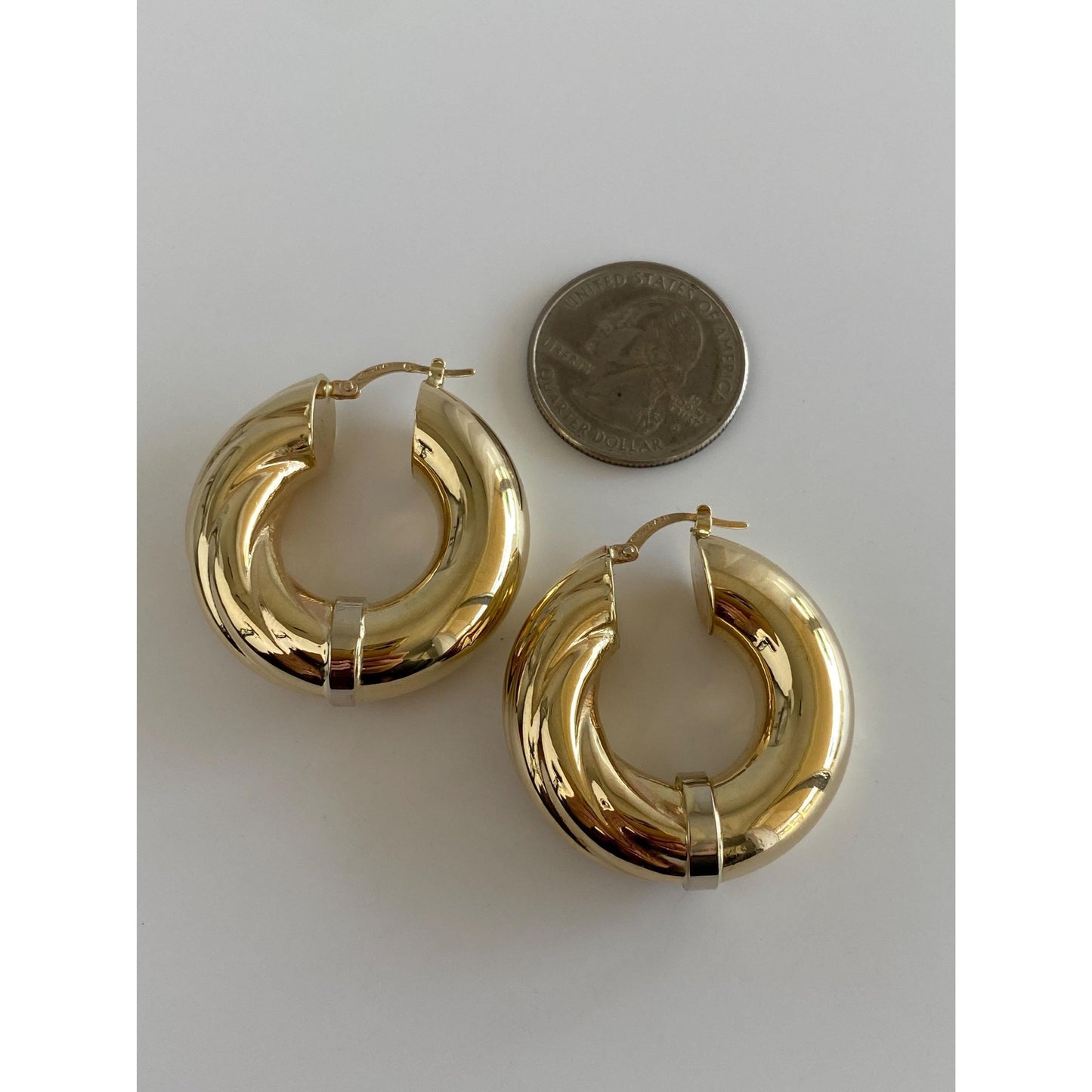 Vintage 14k Yellow Gold Large Twist Hoop Earrings