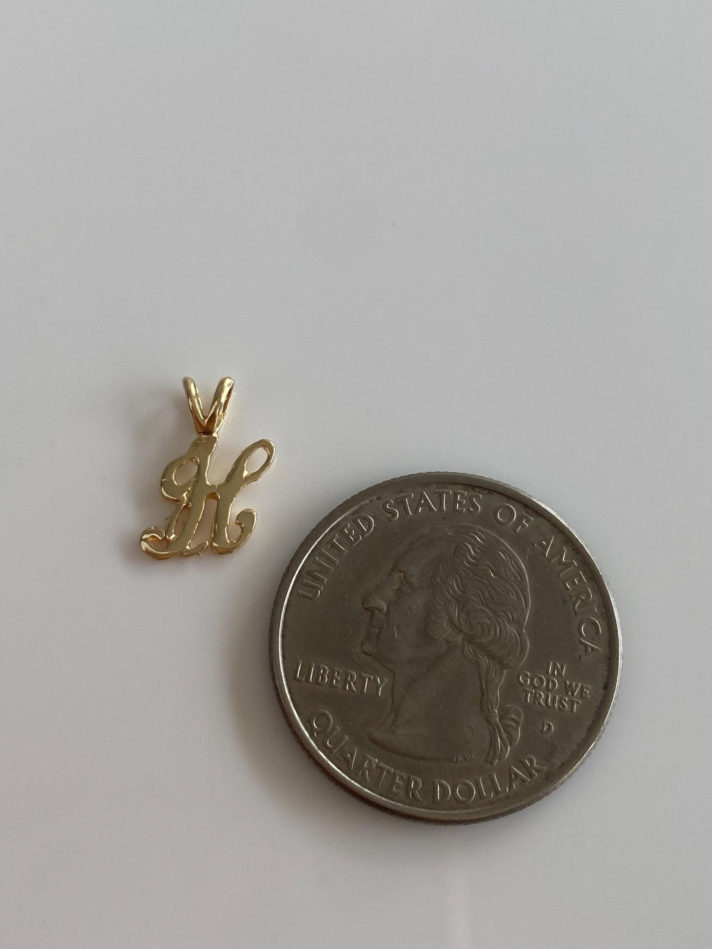 Solid 14k Yellow Gold Initial 'H' Charm