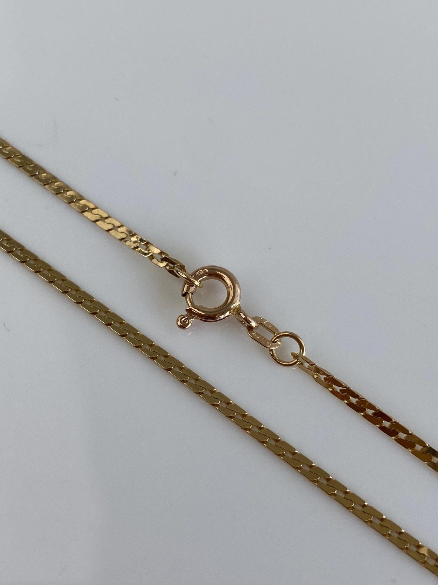 Vintage Solid 14k Yellow Gold Flat Curb Chain Necklace - 20 inches