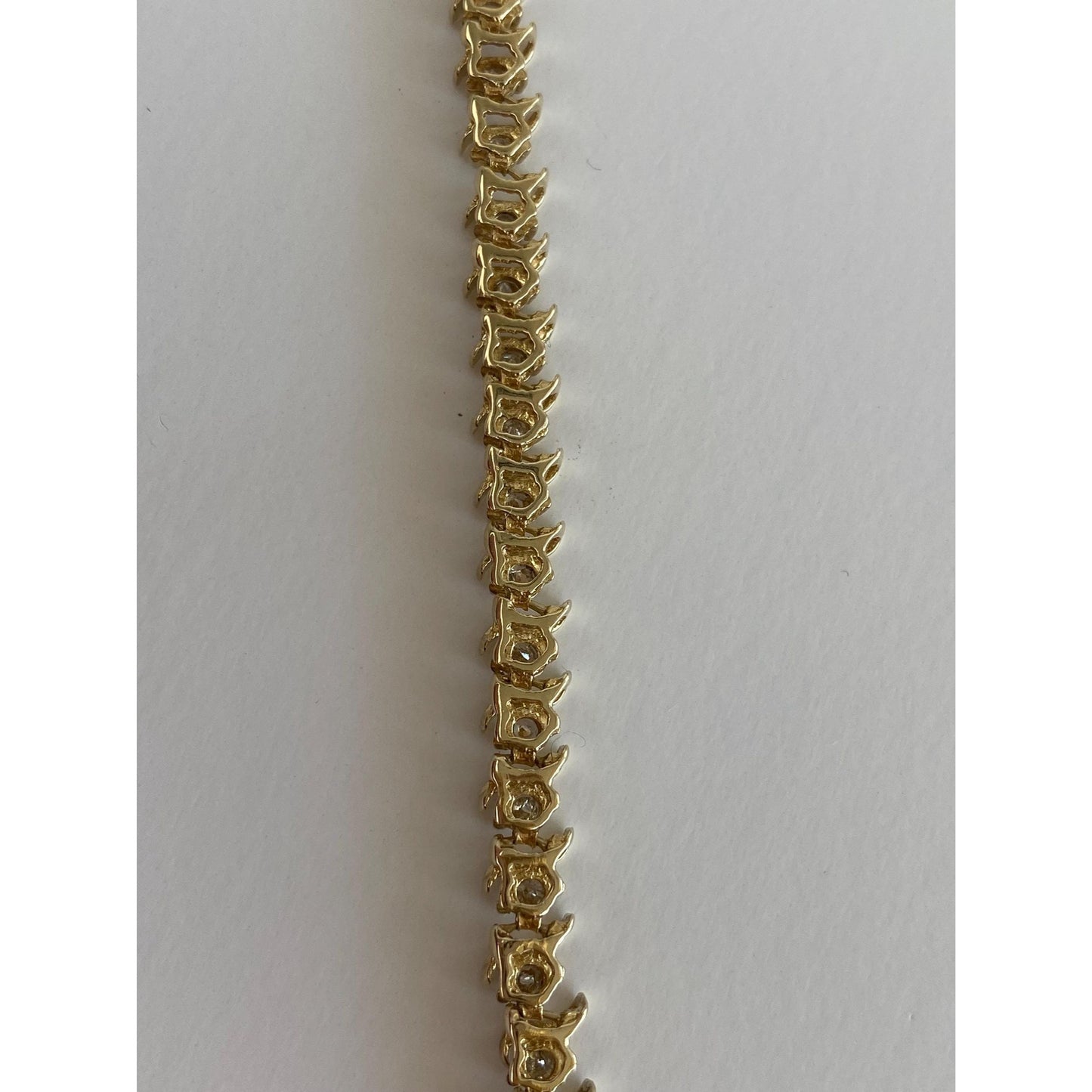 Solid 14k Yellow Gold Diamond Tennis Bracelet - 7.75 inches