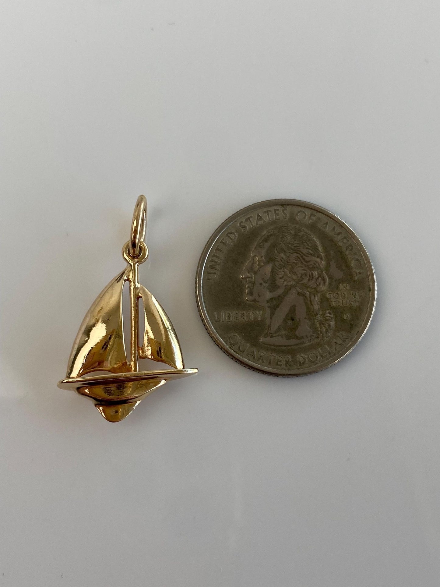 Vintage Solid 10k Yellow Gold Sailboat Charm