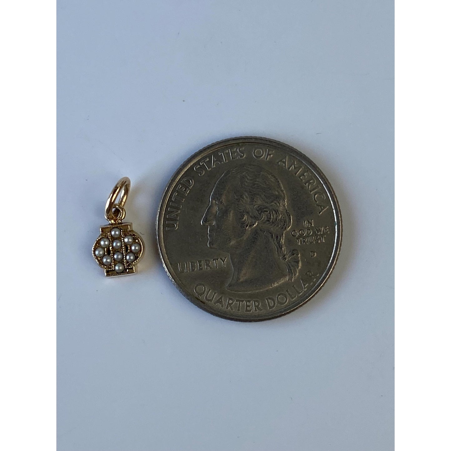 Vintage Solid 10k Yellow Gold Seed Pearl Fraternity Charm