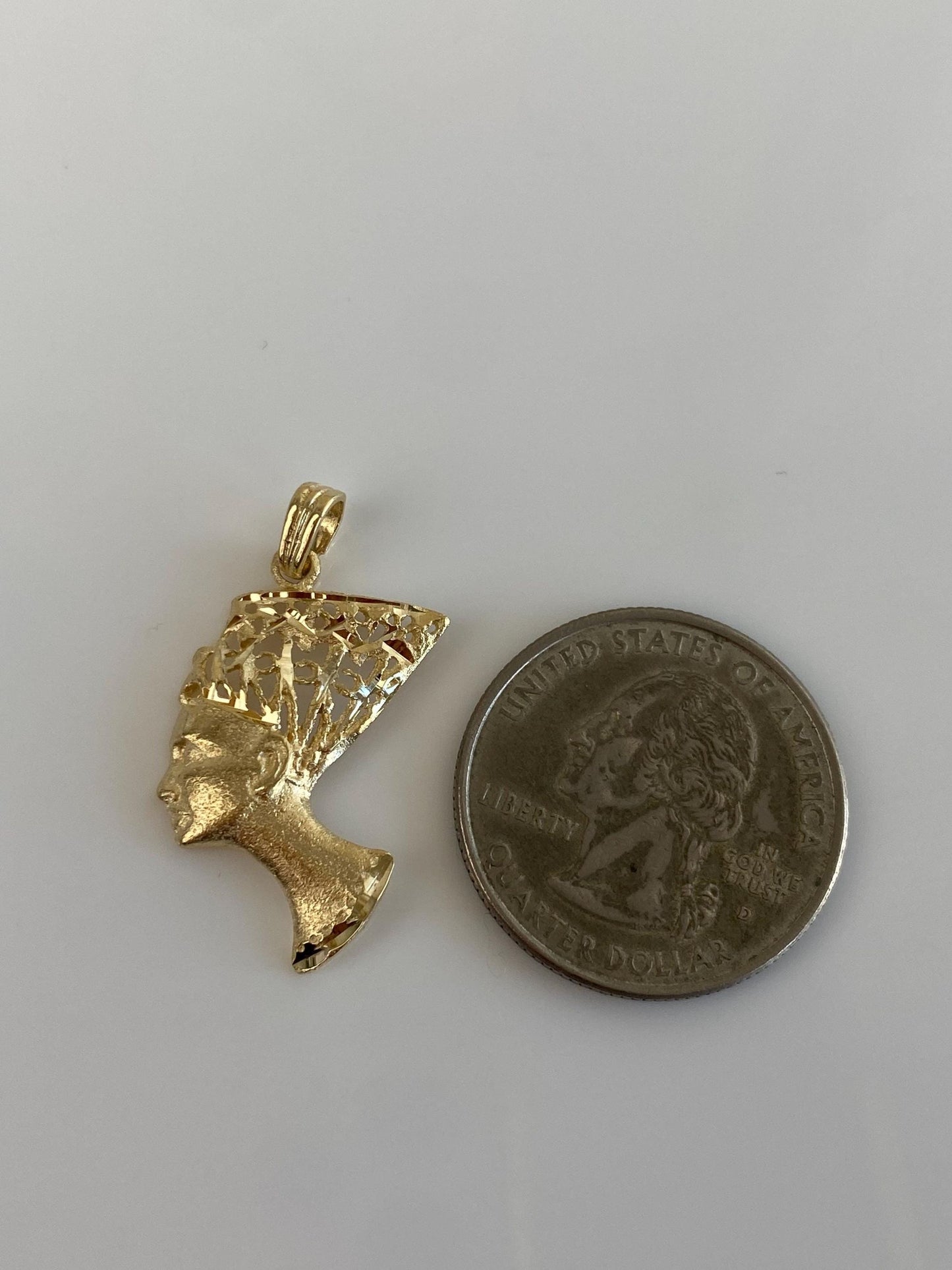 Vintage Solid 14k Yellow Gold Filigree Nefertiti Charm