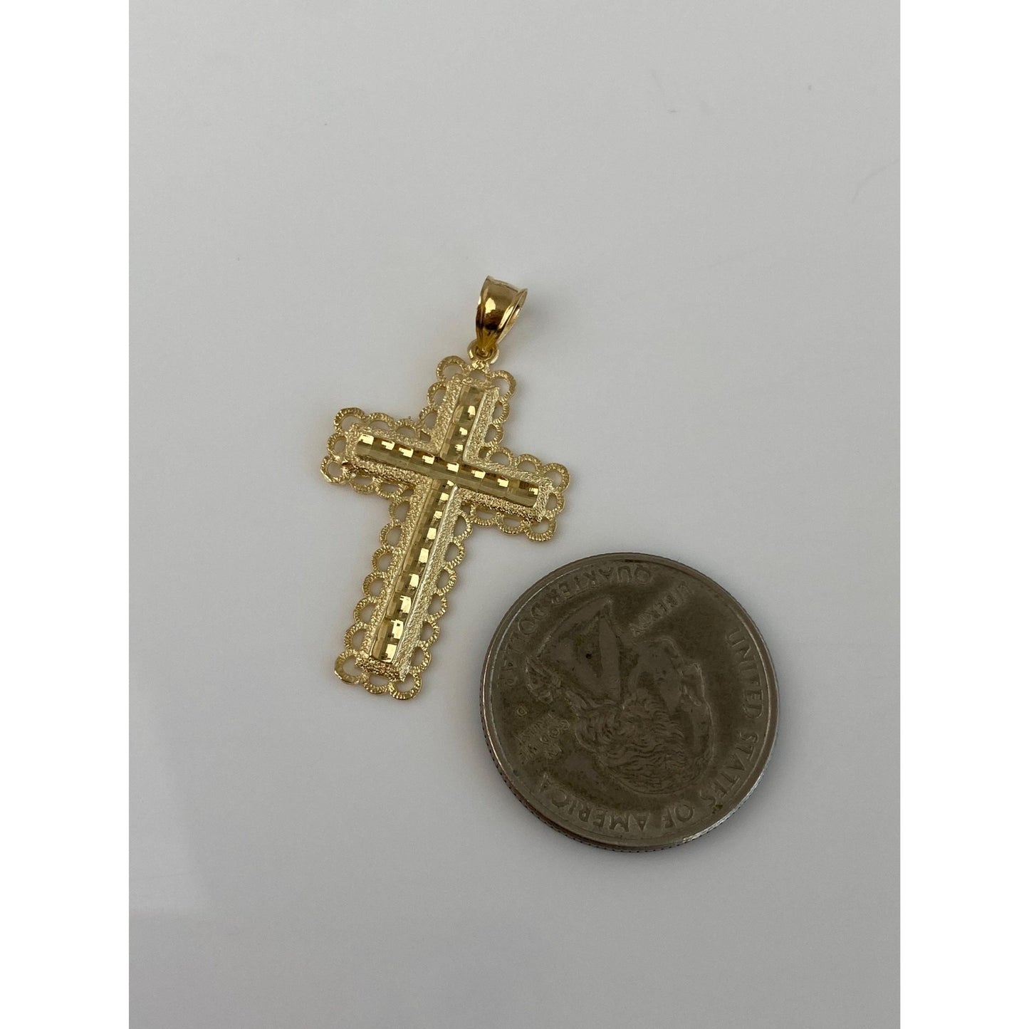 Vintage Solid 14k Yellow Gold Cross Charm