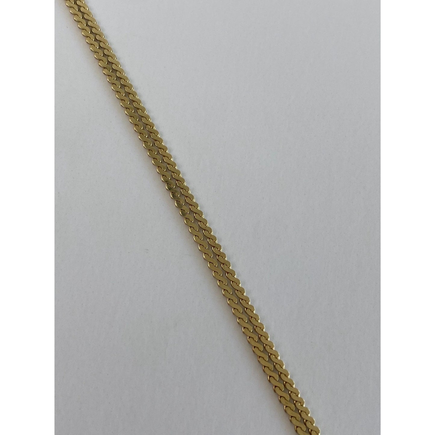 Vintage Solid 14k Yellow Gold Double Strand Serpentine Chain Bracelet - 7.25 inches