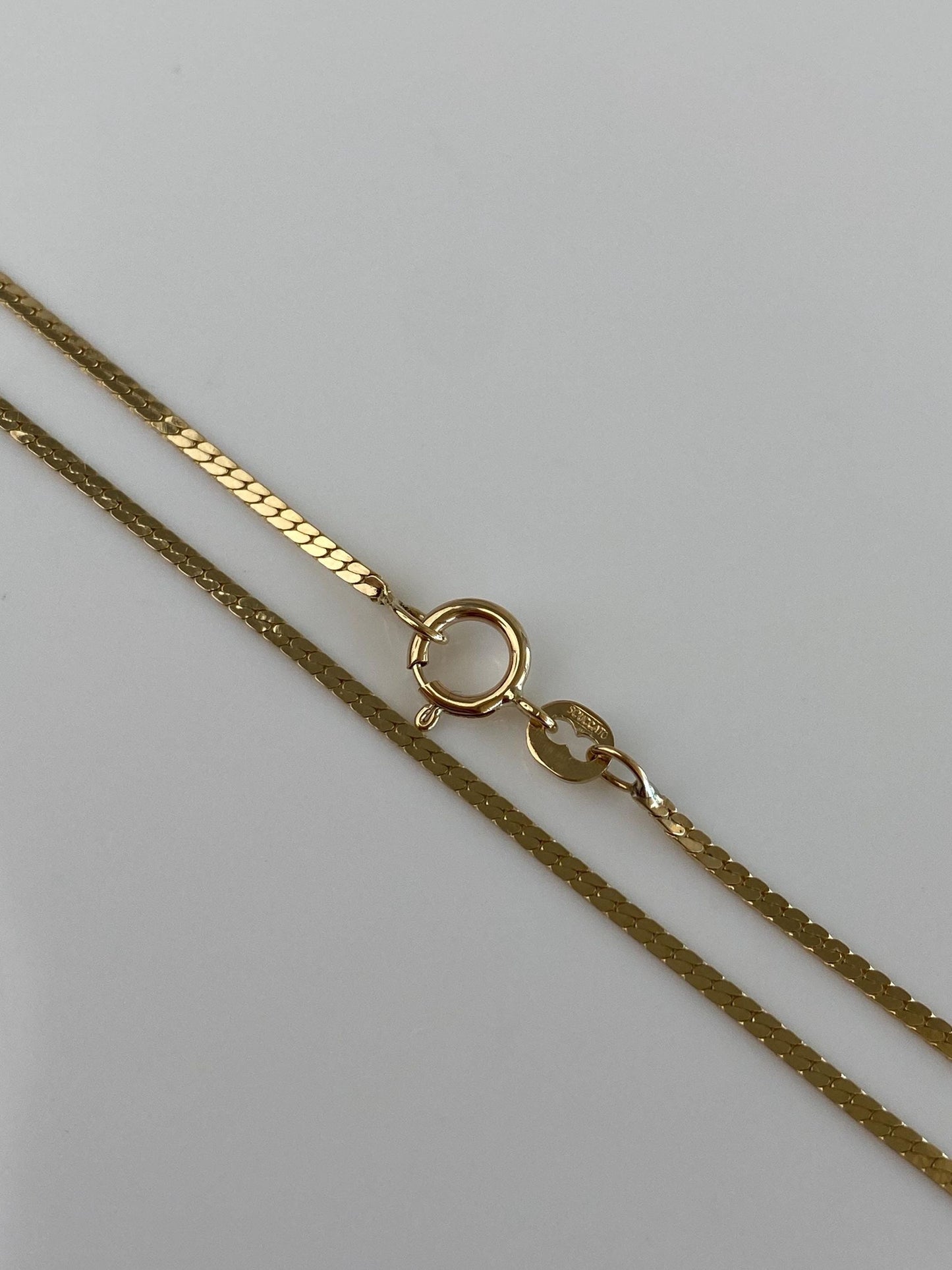 Vintage Solid 14k Yellow Gold Flat Chain Necklace - 18 inches