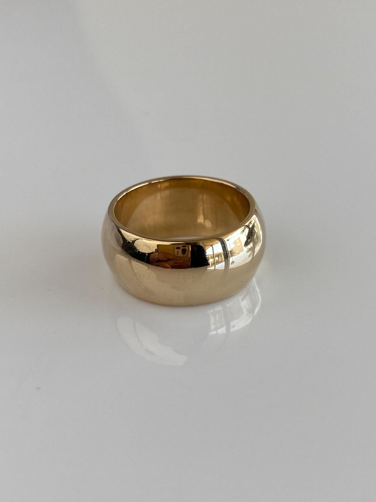 Vintage Solid 14k Yellow Gold Wide Ring Band - Size 6.5