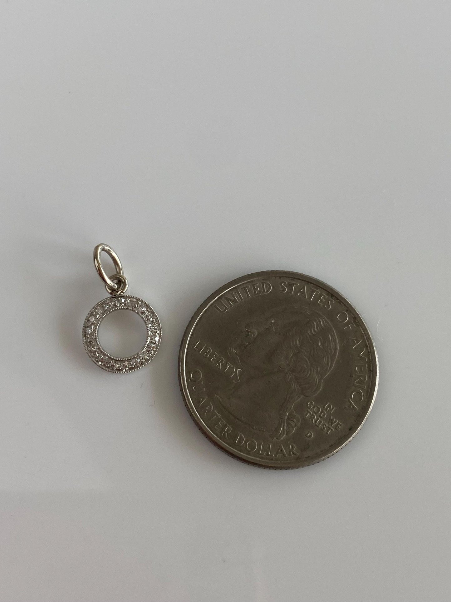 Vintage Solid Platinum Diamond Circle Charm