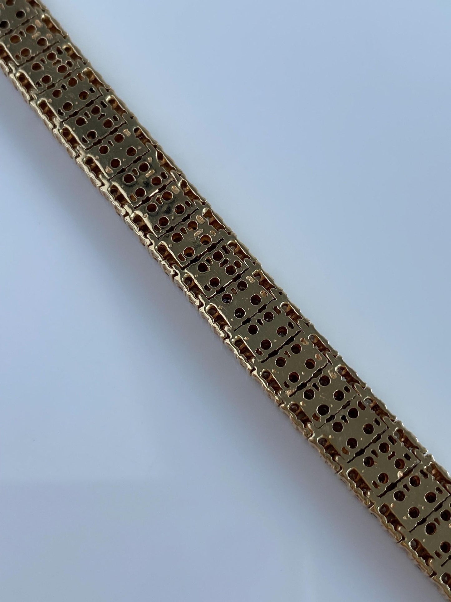Vintage Solid 14k Yellow Gold Diamond Bracelet - 7 inches