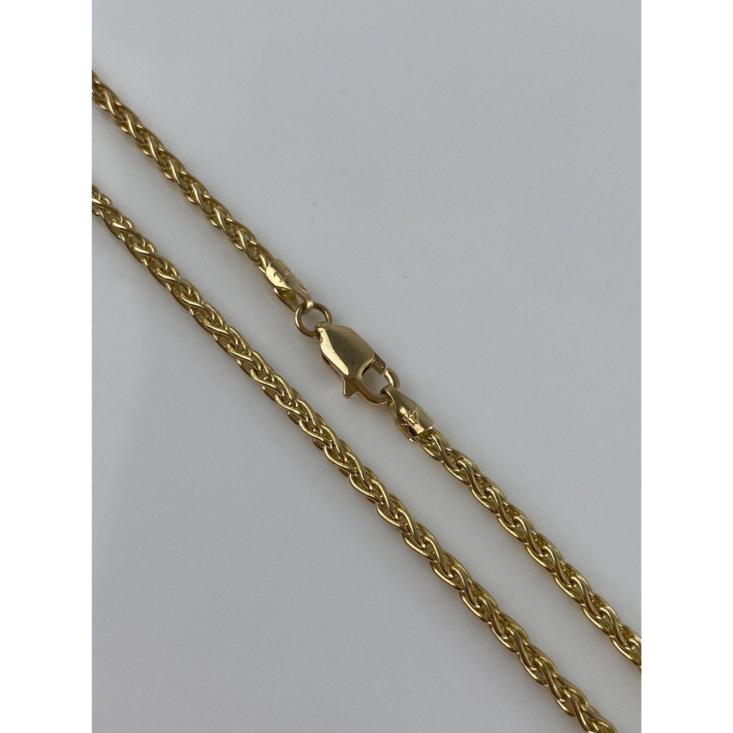 Solid 14k Yellow Gold Wheat Chain Necklace - 24 inches