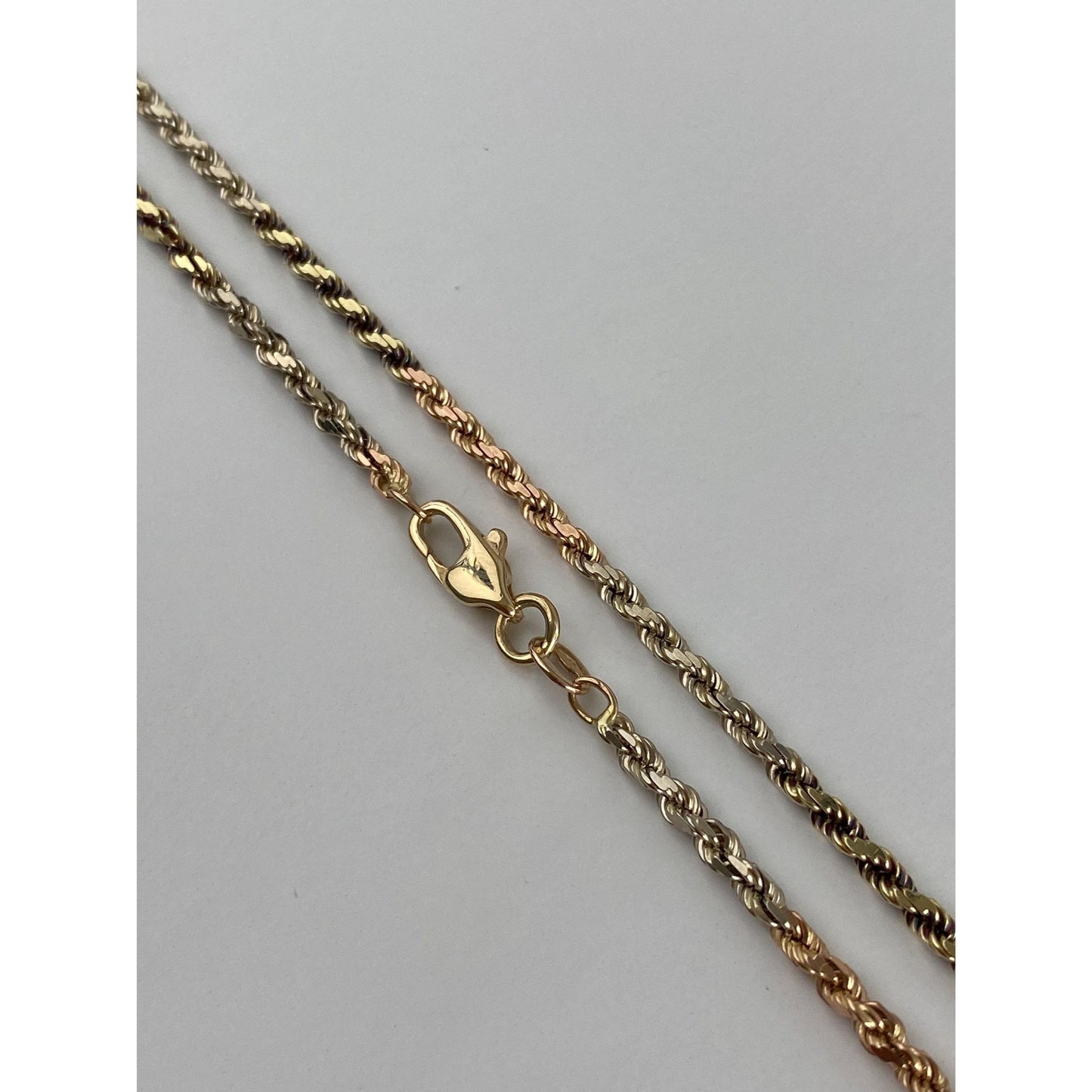 Vintage Solid 14k Tri Tone Gold Rope Chain Necklace - 20 inches