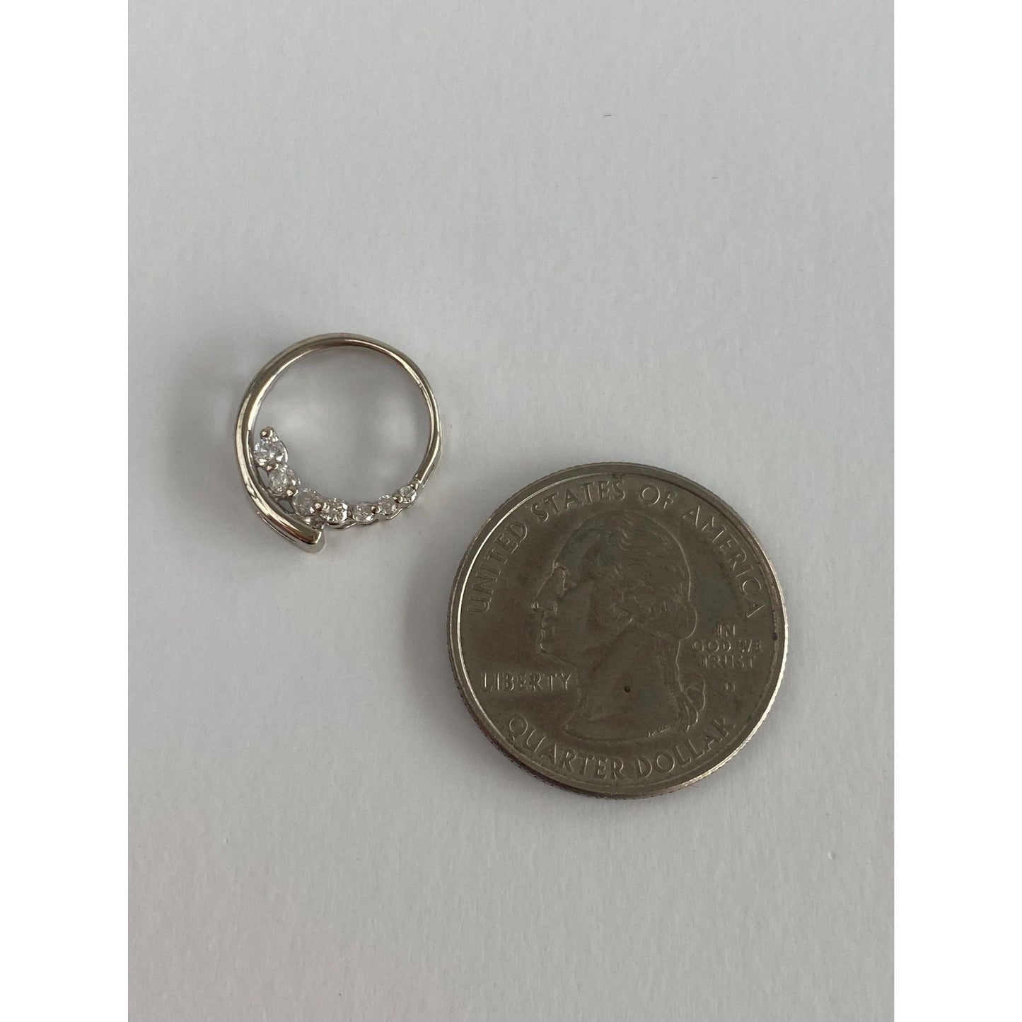 Vintage Solid 10k White Gold Diamond Slide Charm