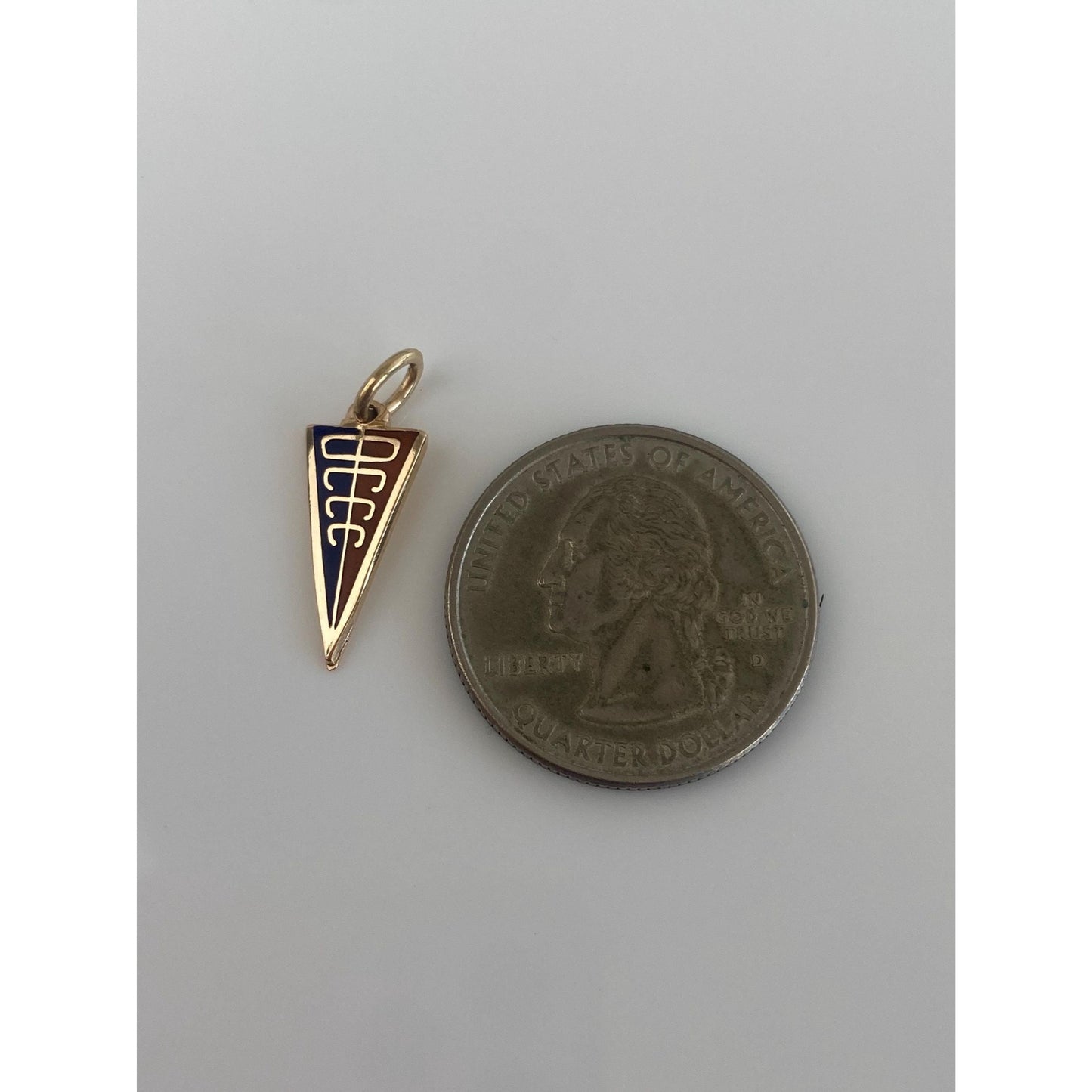 Solid 14k Yellow Gold Enamel Flag Charm