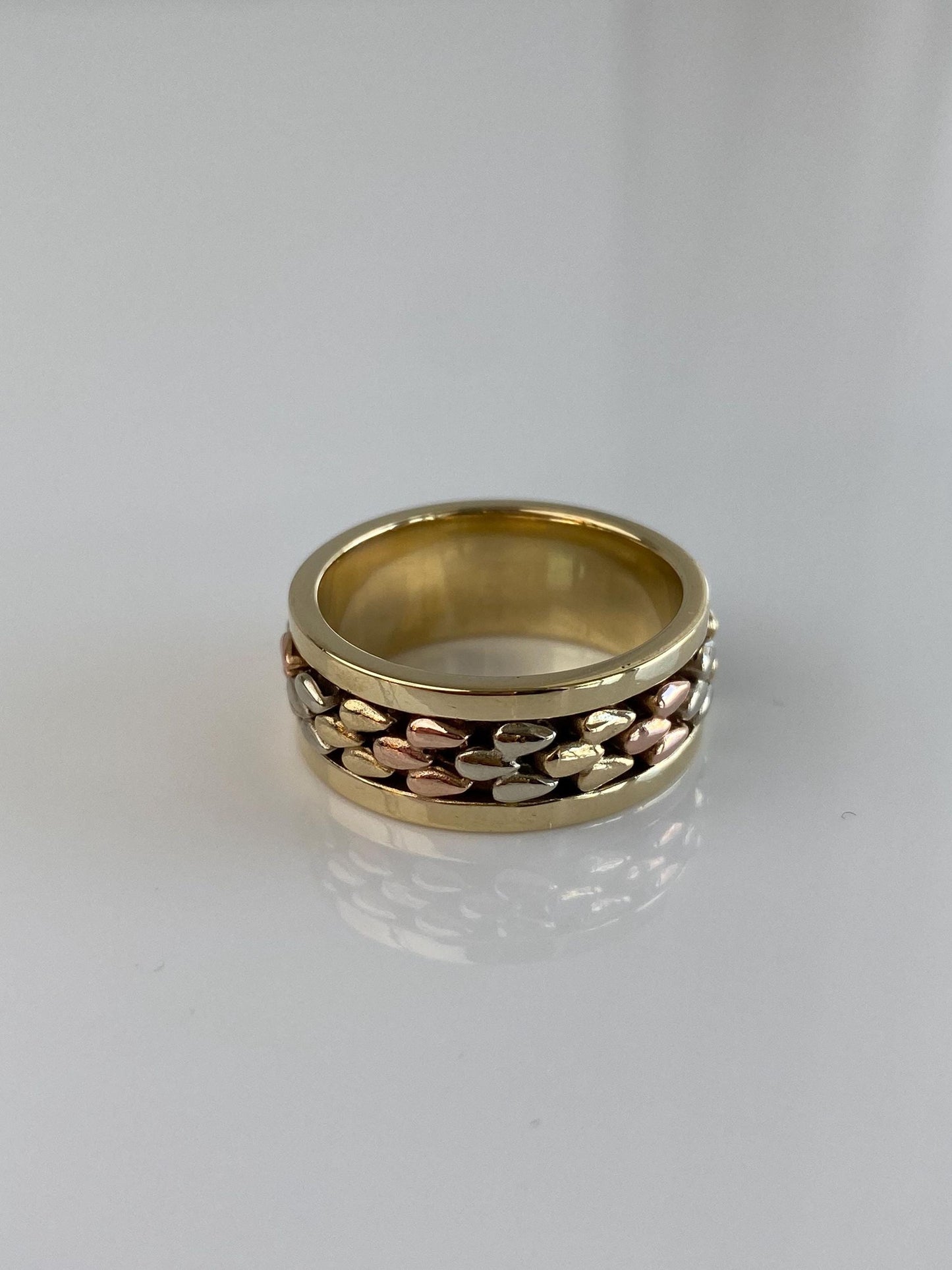 Vintage Solid 14k Tri Tone Gold Ring Band - Size 8