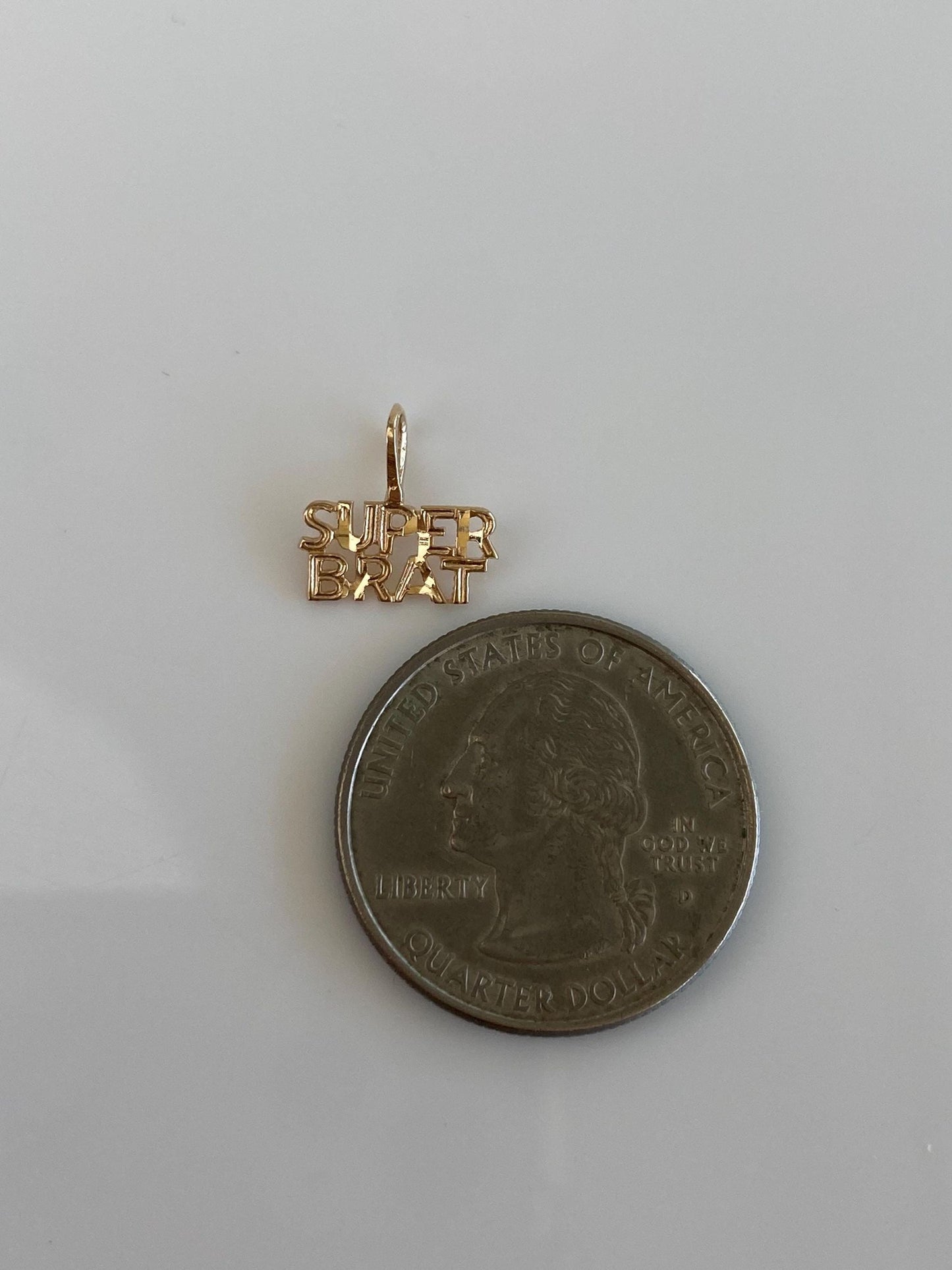 Vintage Solid 14k Yellow Gold Diamond Cut 'Super Brat' Charm