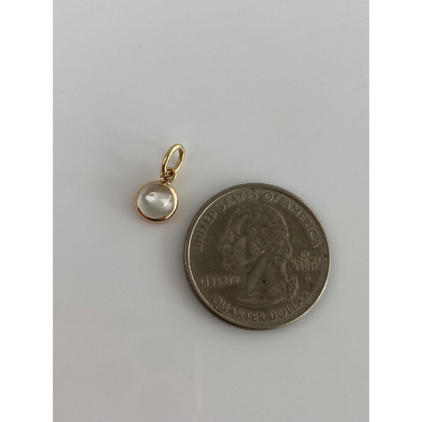 Vintage Solid 14k Yellow Gold Little Moonstone Cufflink Conversion Charm