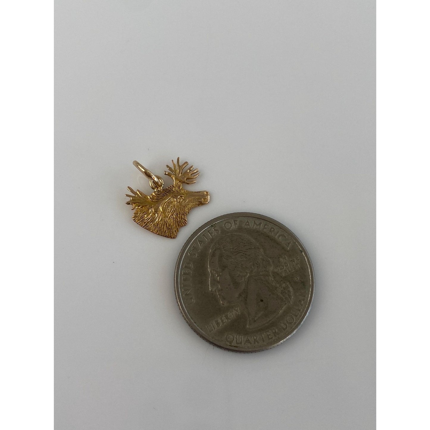 Solid 14k Yellow Gold Elk Charm