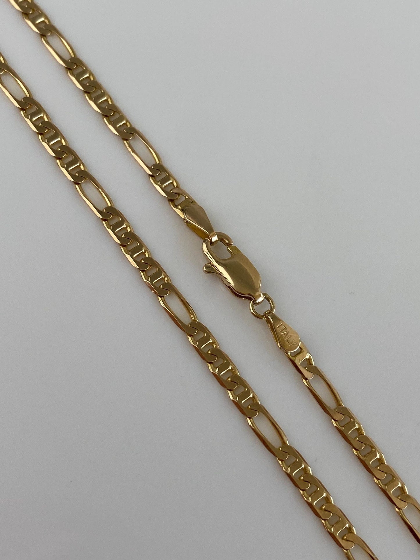 Vintage Solid 14k Yellow Gold Figaro Chain Necklace - 24.25 inches