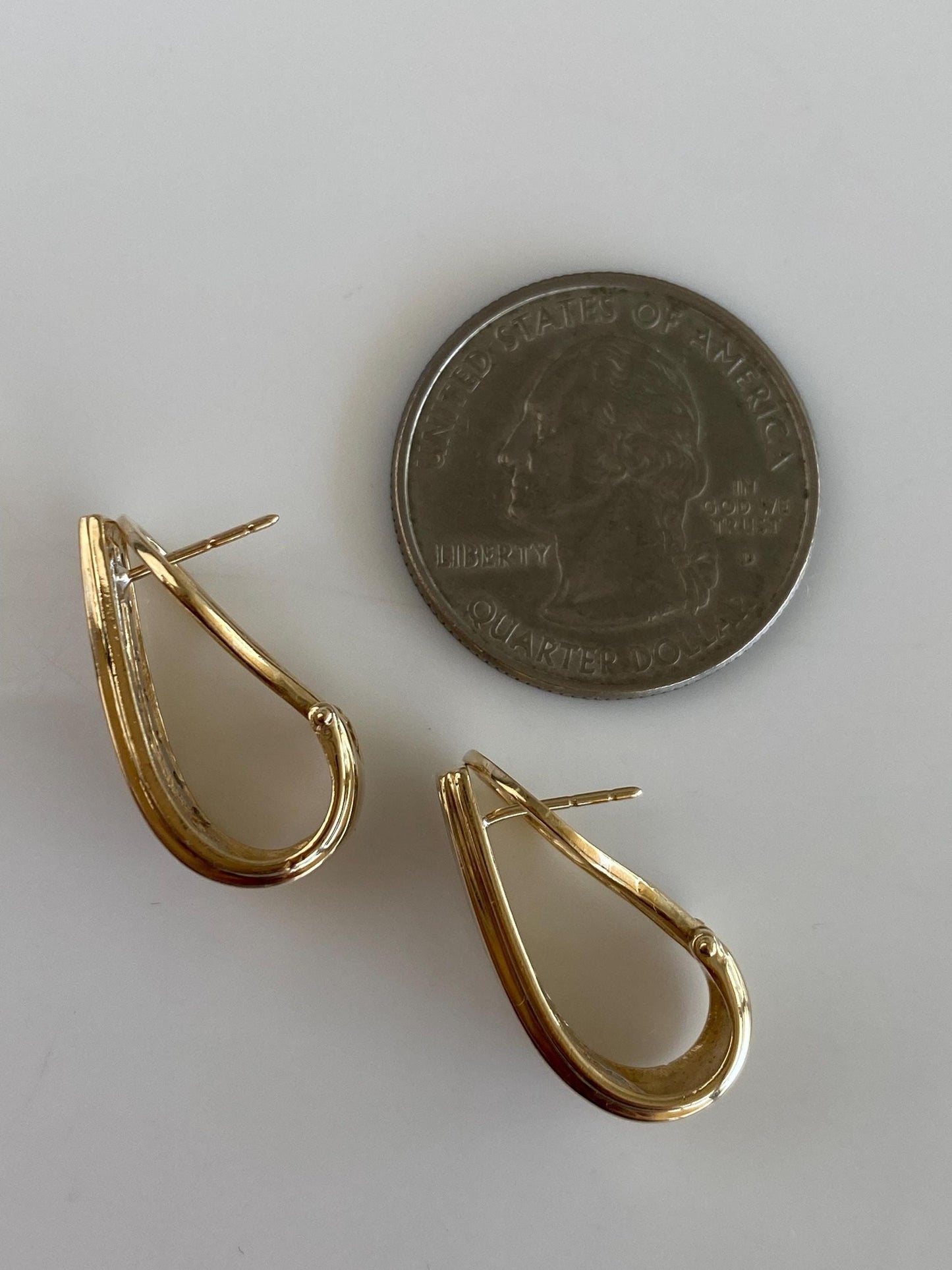 Vintage Solid 10k White & Yellow Gold Diamond Drop Earrings