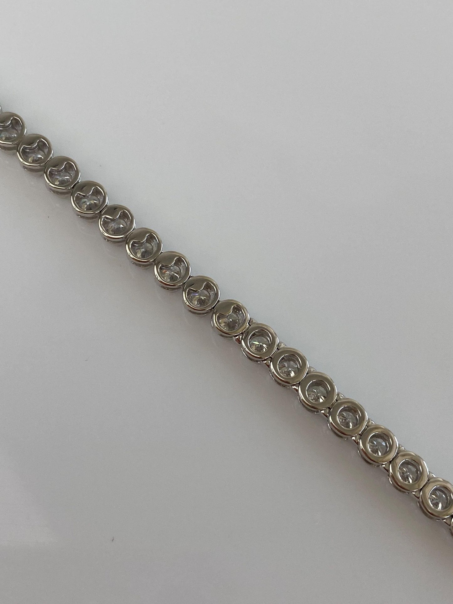 Vintage Solid 10k White Gold 7ct Diamond Link Necklace - 20 inches