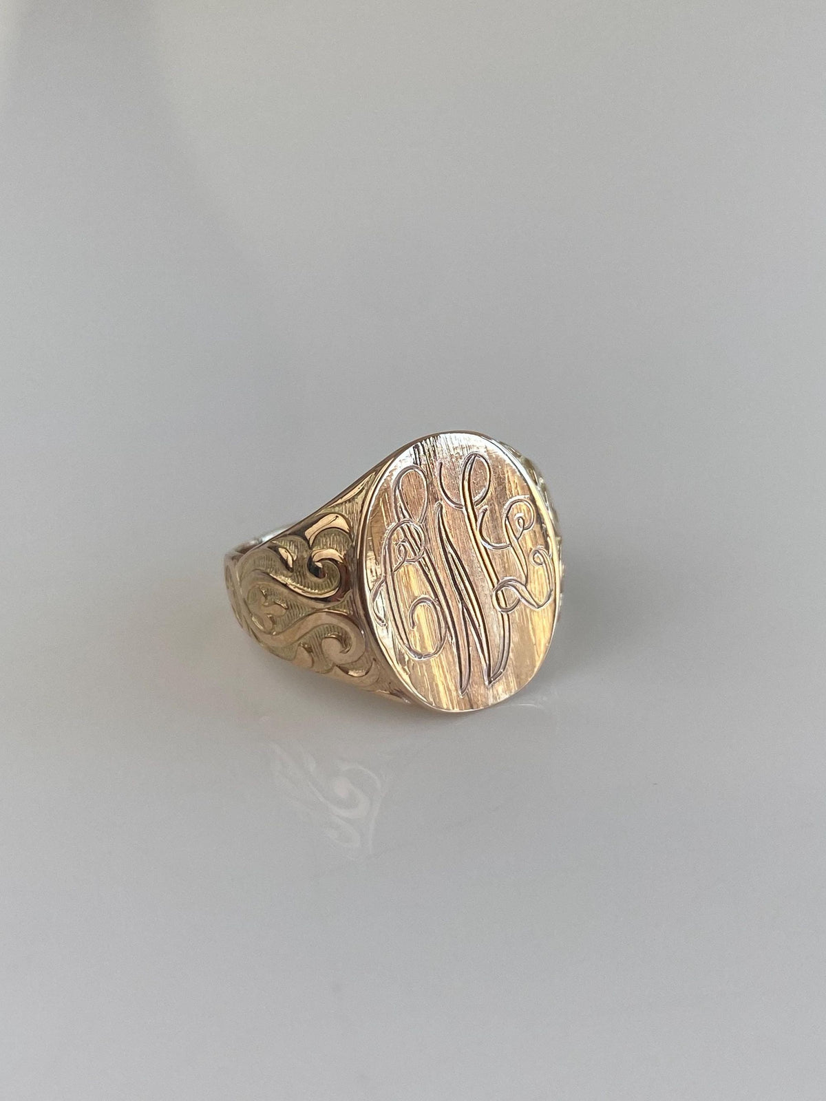 Vintage Solid 10k Rosey Gold Monogram Signet Ring - Size 6.75